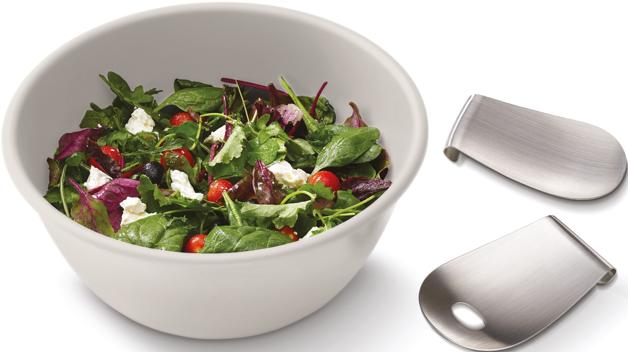 Salatschüssel »Uno«, aus Edelstahl, mit Edelstahl-Salatbesteck, Ø 30 cm