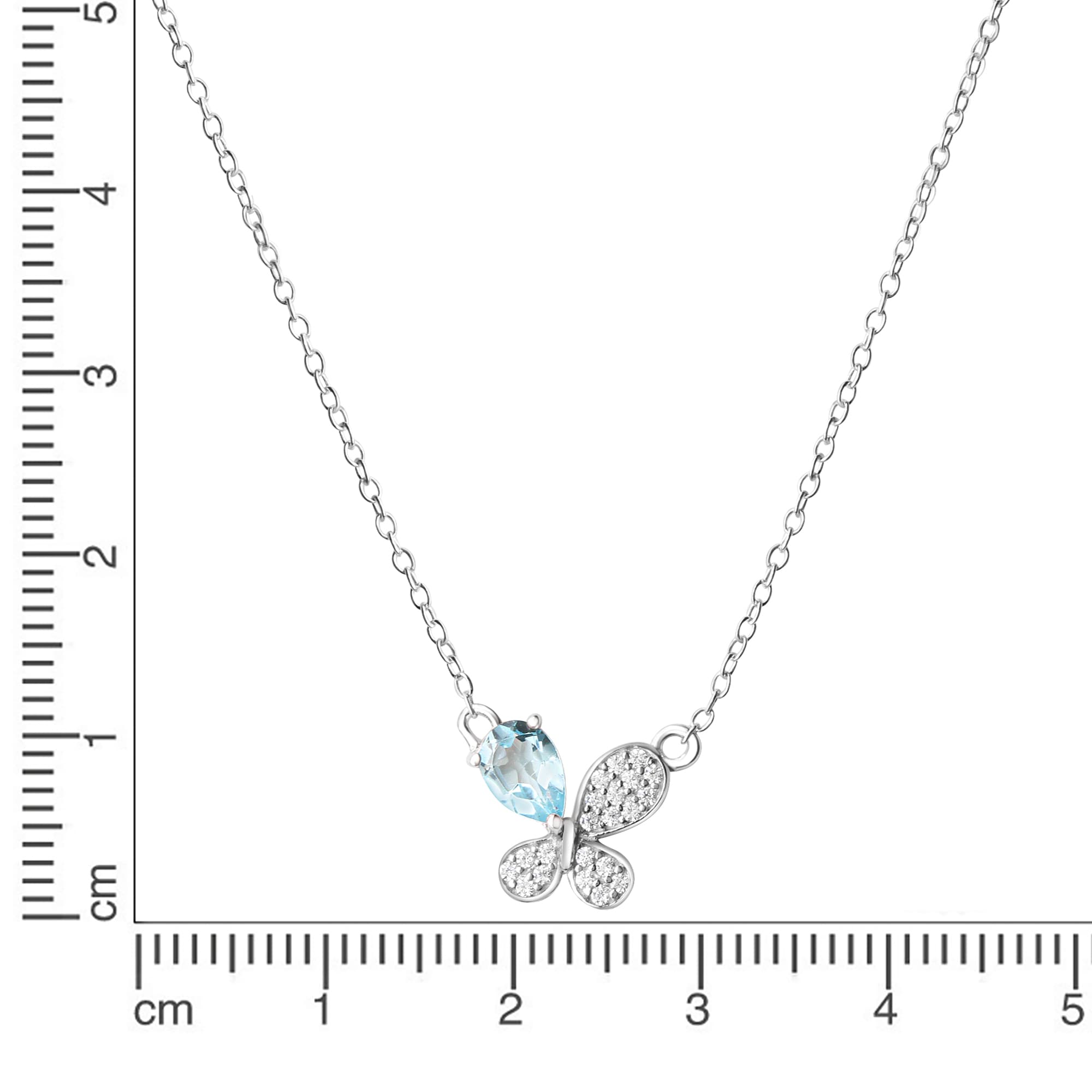 Vivance Collierkettchen »925/- Sterling Silber rhodiniert Blautopas und Zirkonia«