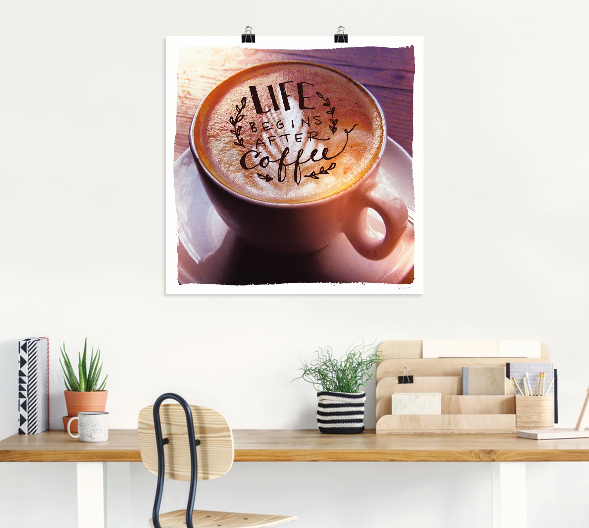 Thumbnail - Artland Wandbild "Das Leben beginnt nach dem Kaffee", Getränke, (1 St.), als Leinwandbild, Poster in verschied. Größen