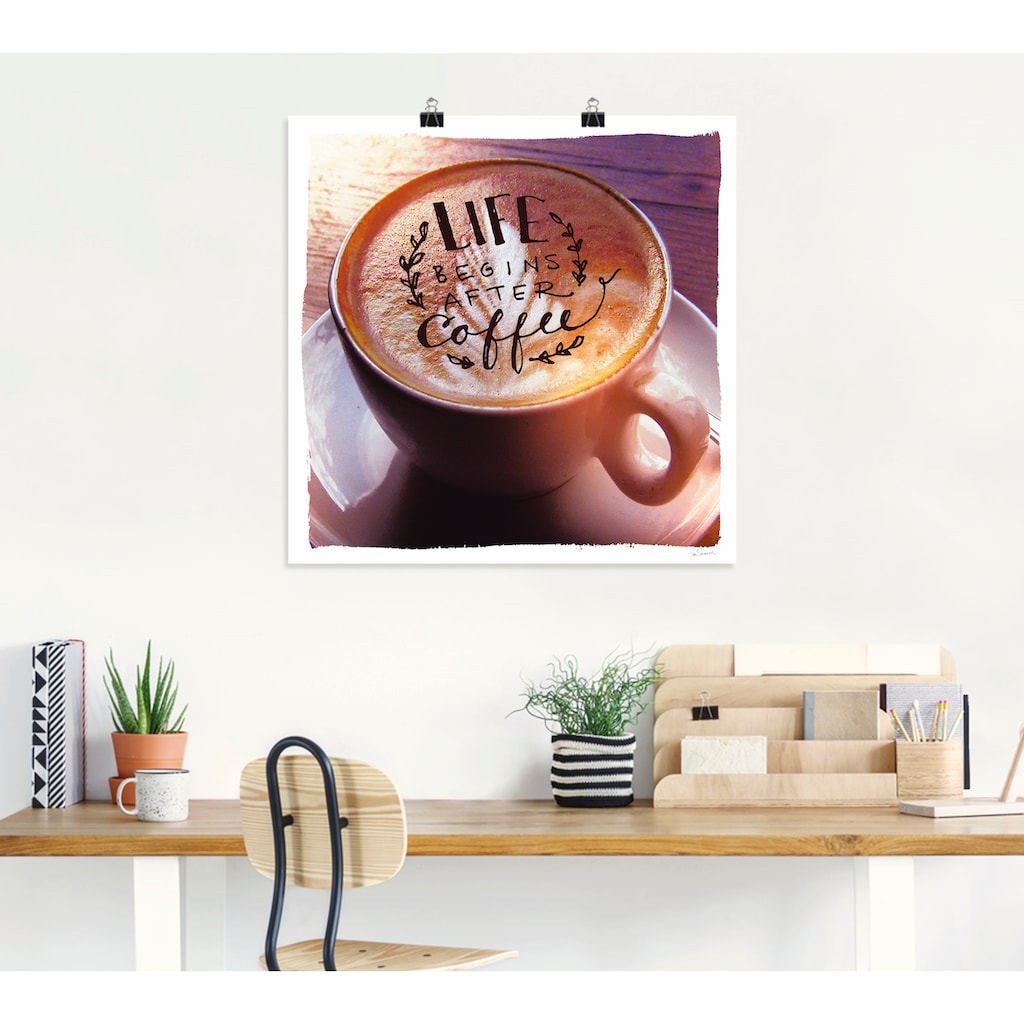 Artland Wandbild »Das Leben beginnt nach dem Kaffee«, Getränke, (1 St.)