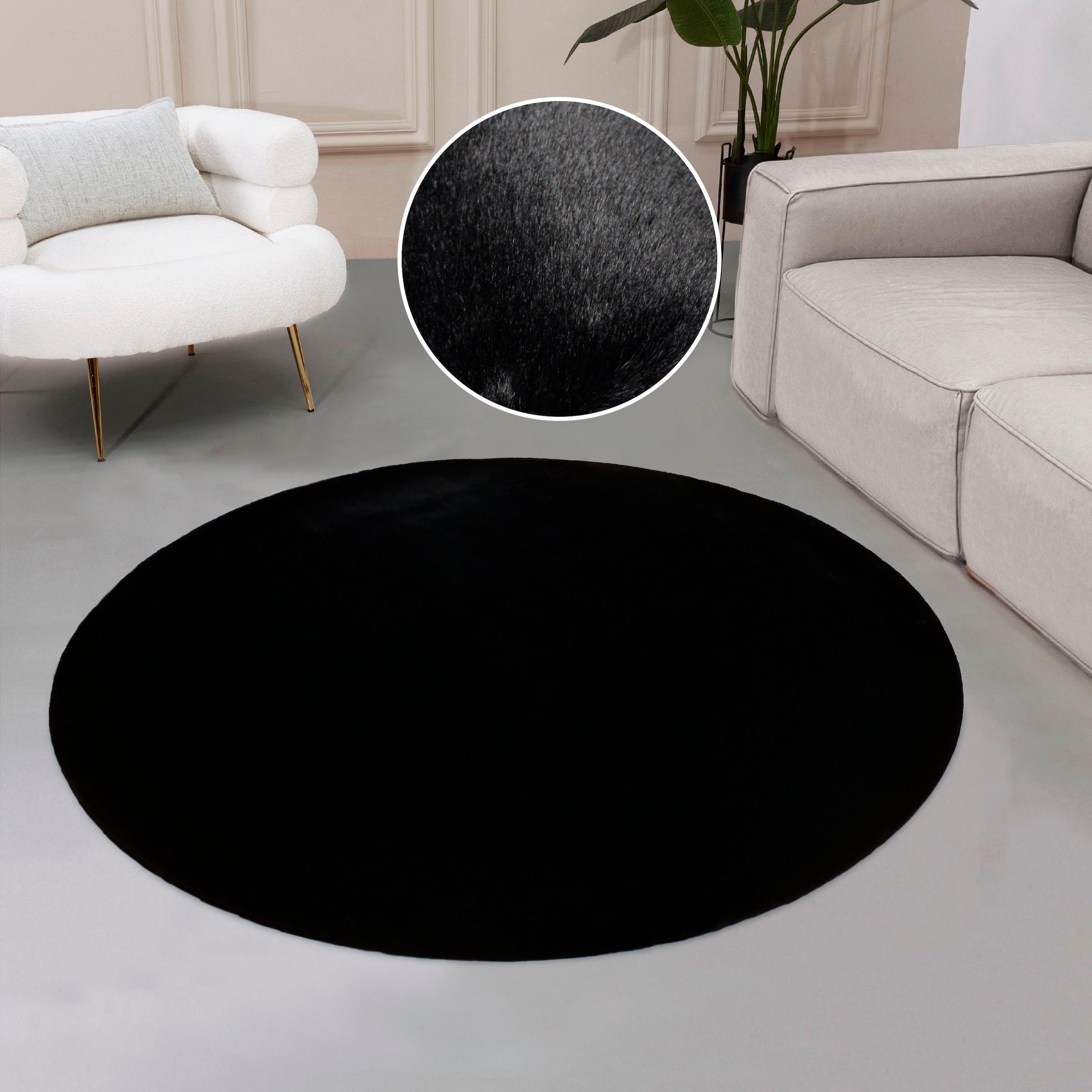 OTTO home Fellteppich "Balu, Kunstfell Teppich, Modern" rund 20 mm Höhe Kan günstig online kaufen