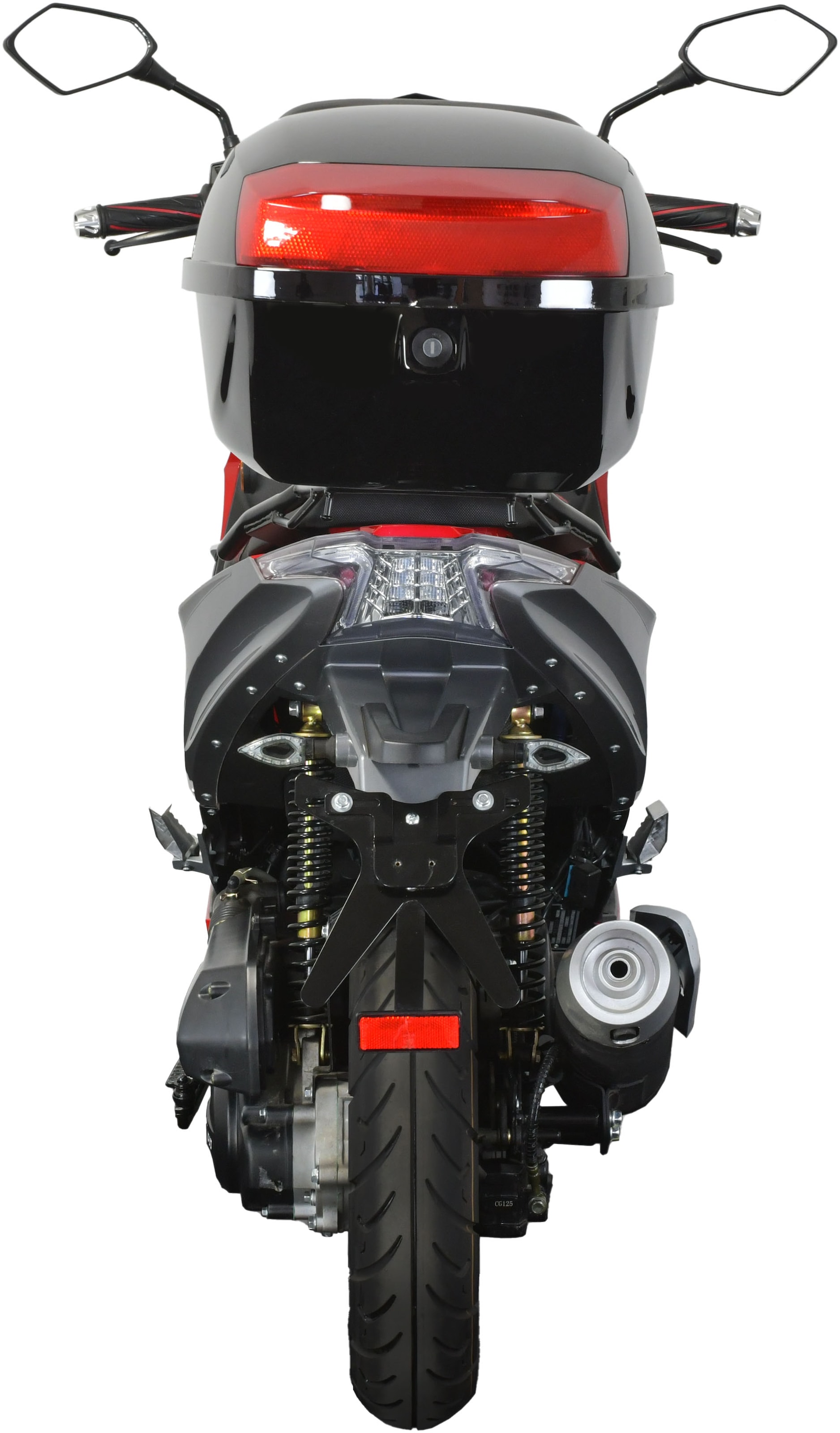 GT UNION Motorroller »Striker mattschwarz mit Dekor«, 50 cm³, 45 km/h, Euro 5, 3 PS, (Set, mit Topcase), mit Lenkerschloss