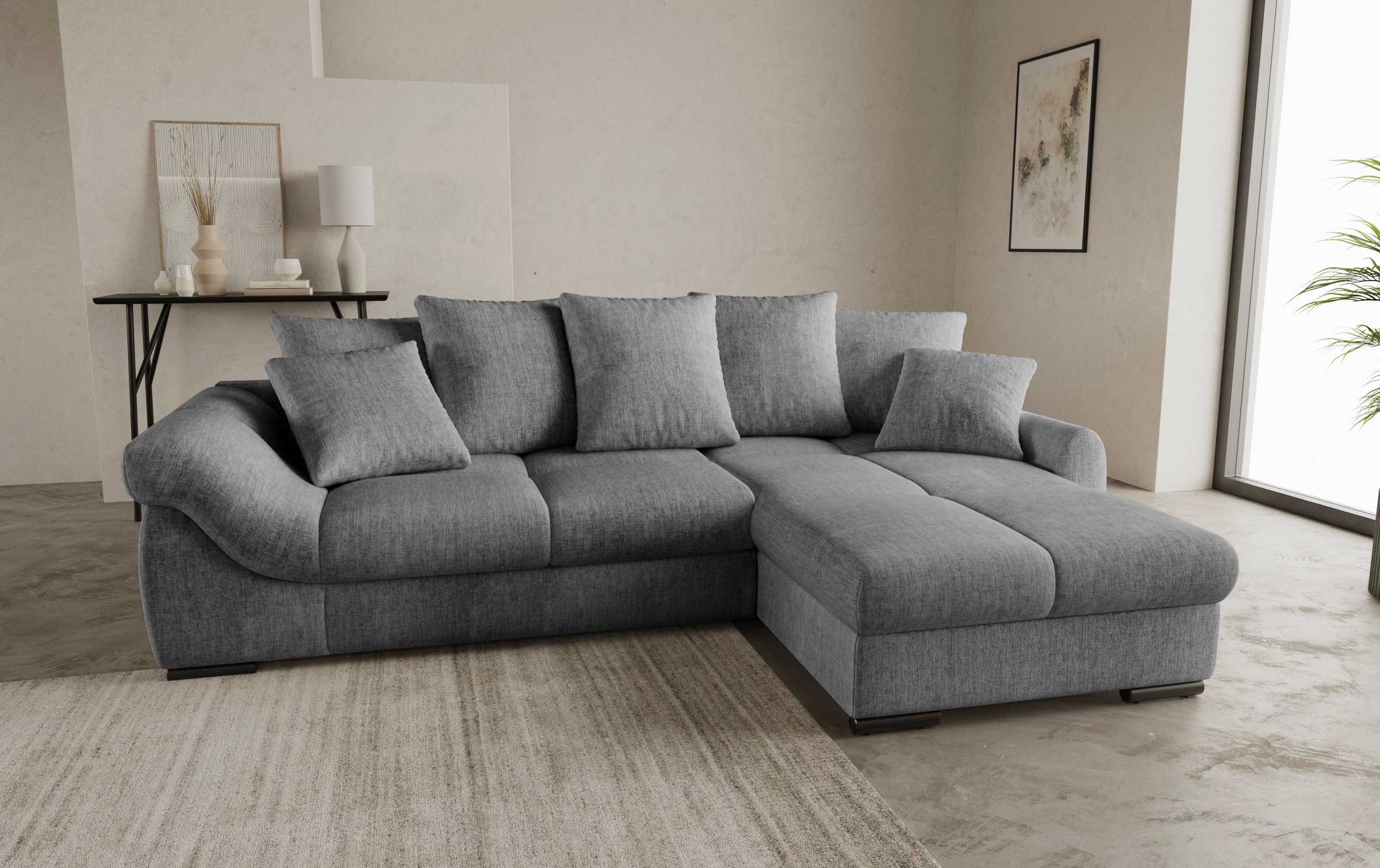 Mr. Couch Ecksofa "Livorno L-Form", inkl. Hochschläfer-Bettauszug, XL-Bettk günstig online kaufen