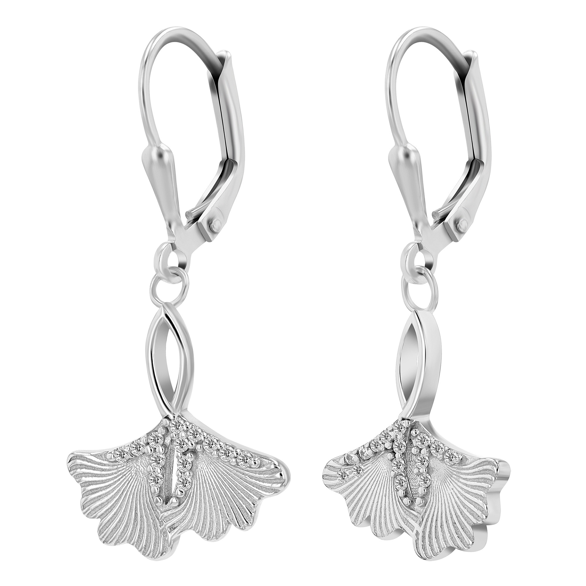 Paar Ohrhänger »Ohrhänger Gingkoblatt aus 925 Silber mit Zirkonia«