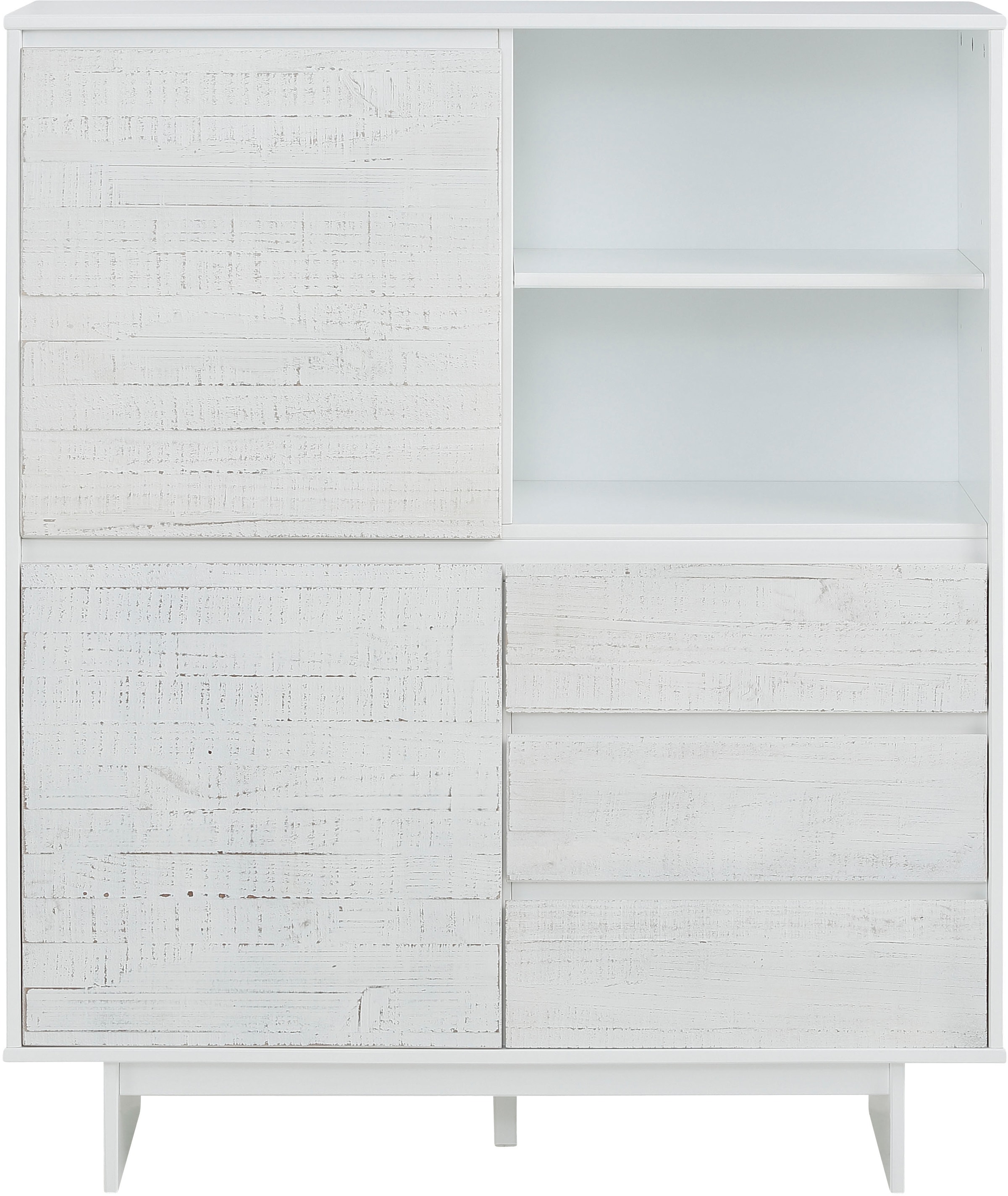 Home affaire Highboard »Morgan Midischrank«, Kommode aus massivem Kiefernholz, eingefräste Griffmulden, Höhe 120 cm
