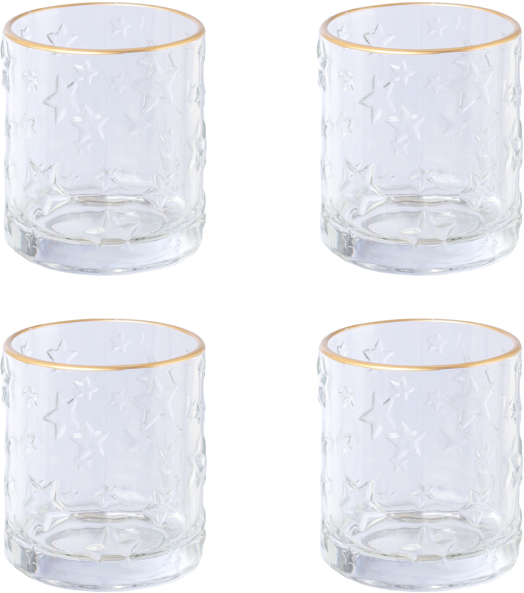 Creativ deco Windlicht "Weihnachtsdeko" klares Glas mit Stern-Struktur günstig online kaufen