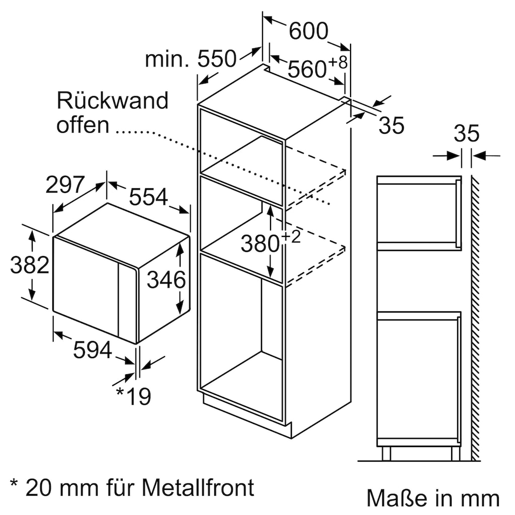 Constructa Einbau-Mikrowelle »CC4P91262«, Mikrowelle, 800 W