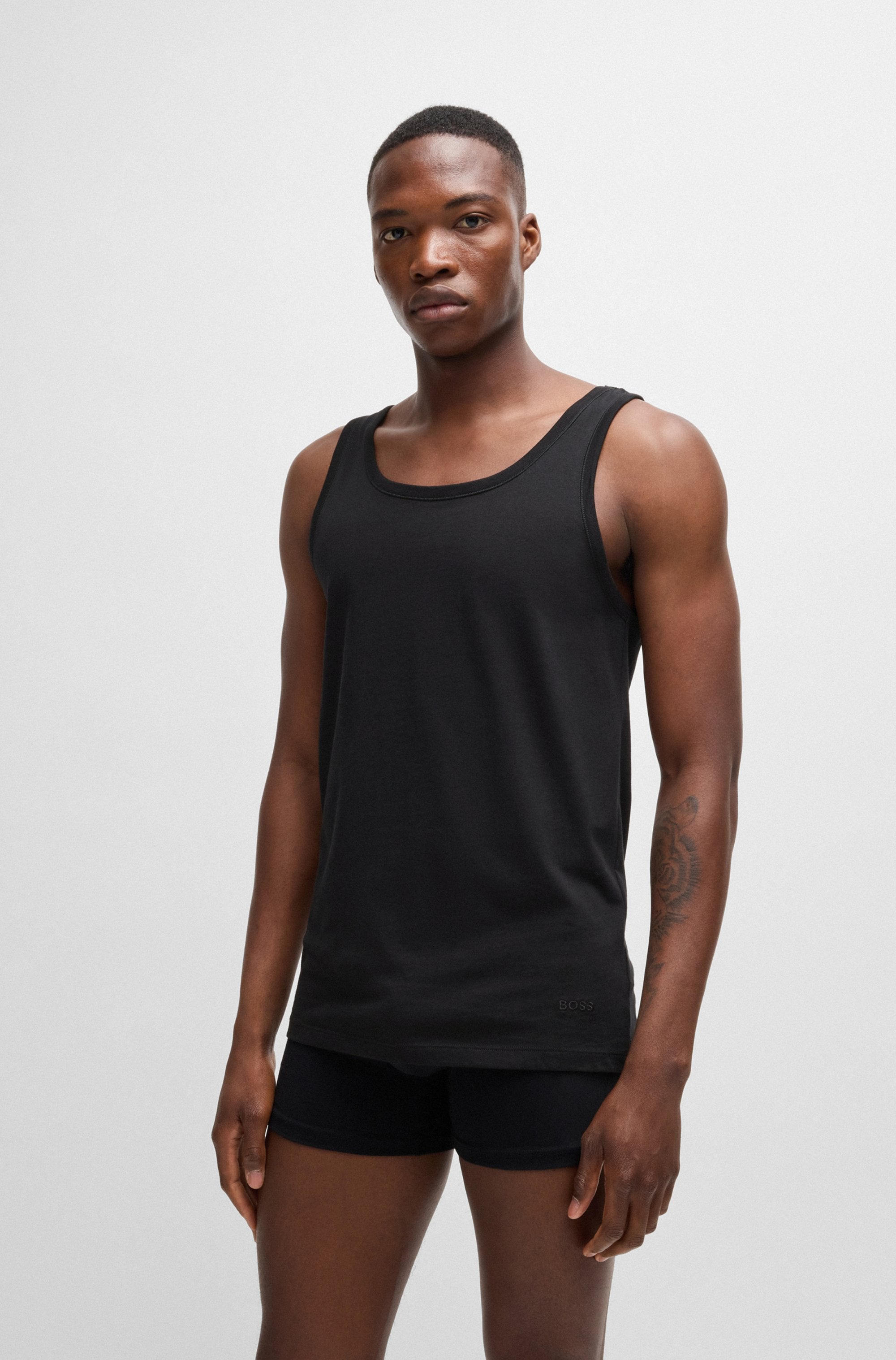 BOSS Unterhemd »Tank Top 3P CO«, (Packung, 3 St.), mit Rippbündchen