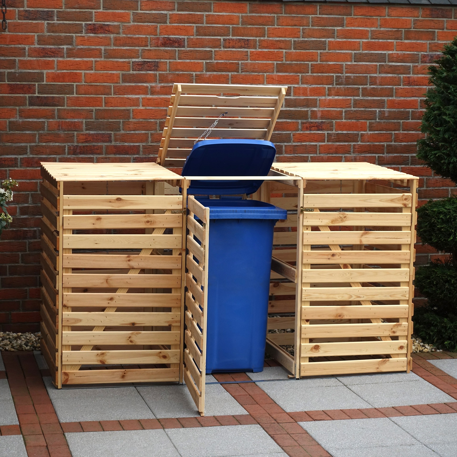 promadino Mülltonnenbox »Vario V«, für 3 x 240 l, holzfarben