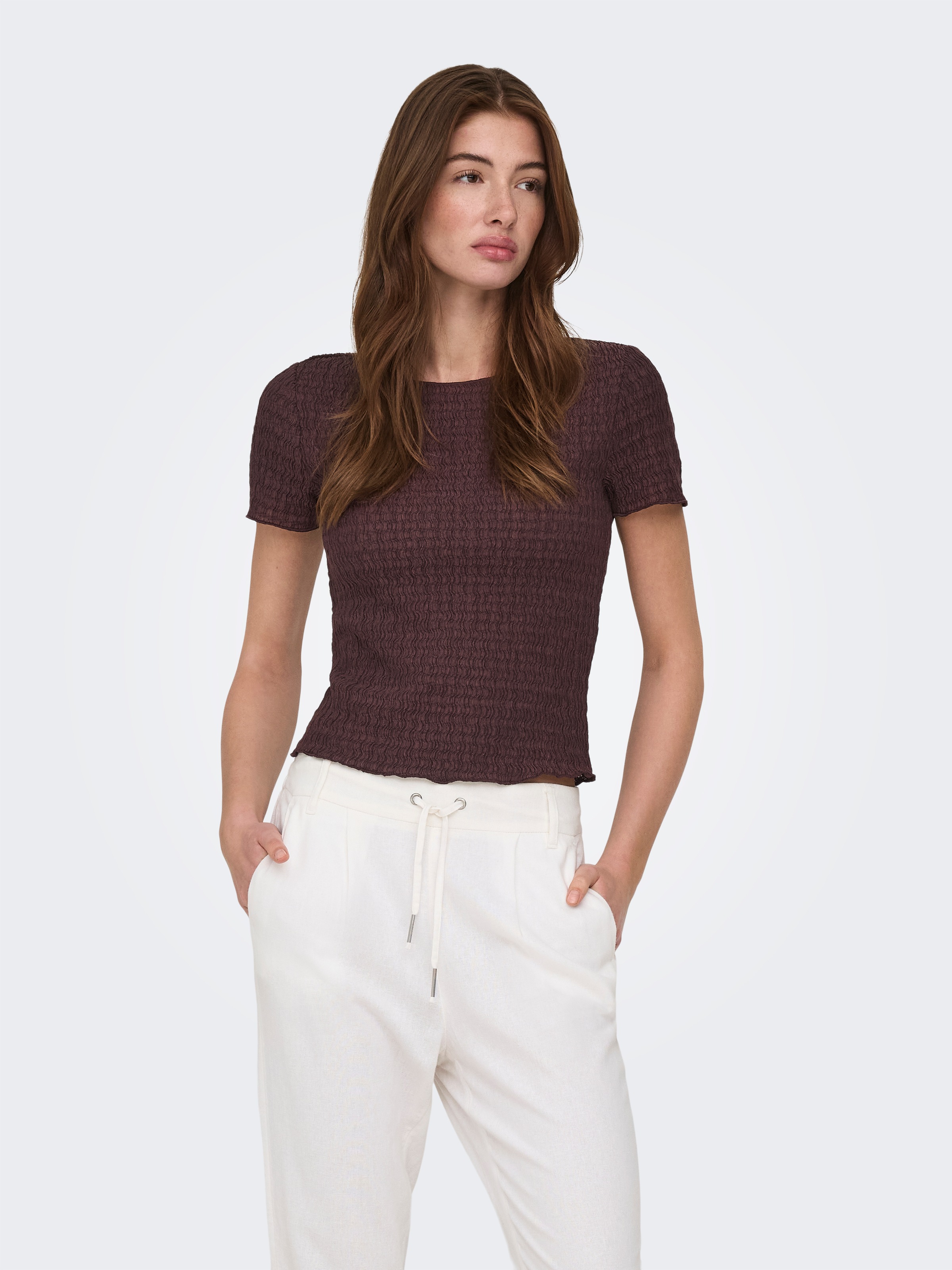 ONLY Kurzarmshirt "ONLILSE S/S TOP STRUCTURE JRS NOOS" Kunstfaser, regular günstig online kaufen