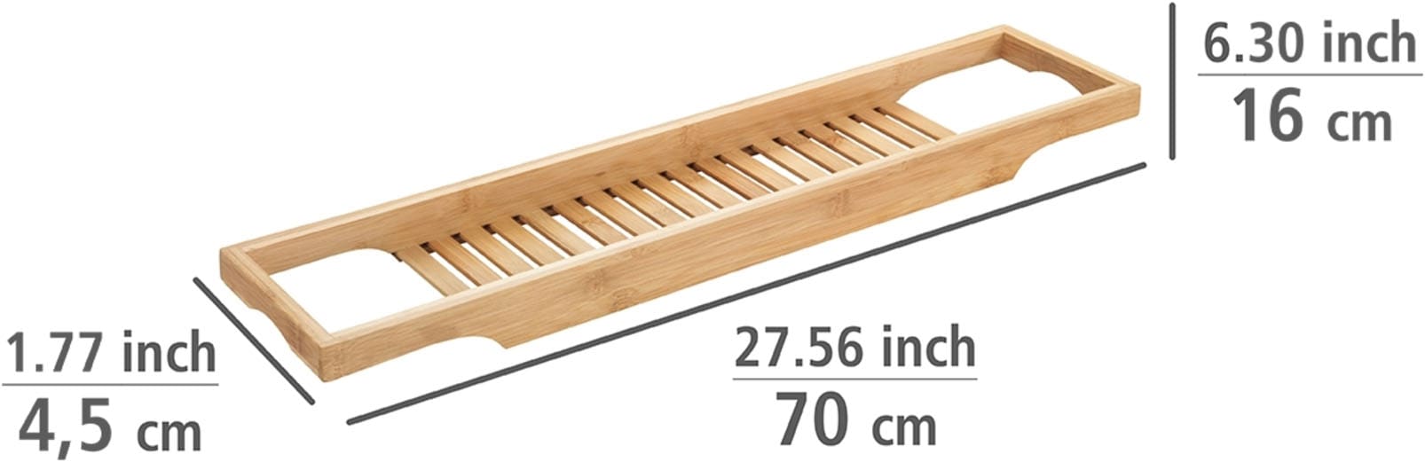 WENKO Badewannenbrücke »Bambusa« BxTxH: 70x16x4,5 cm, Badewannenablage aus Bambus