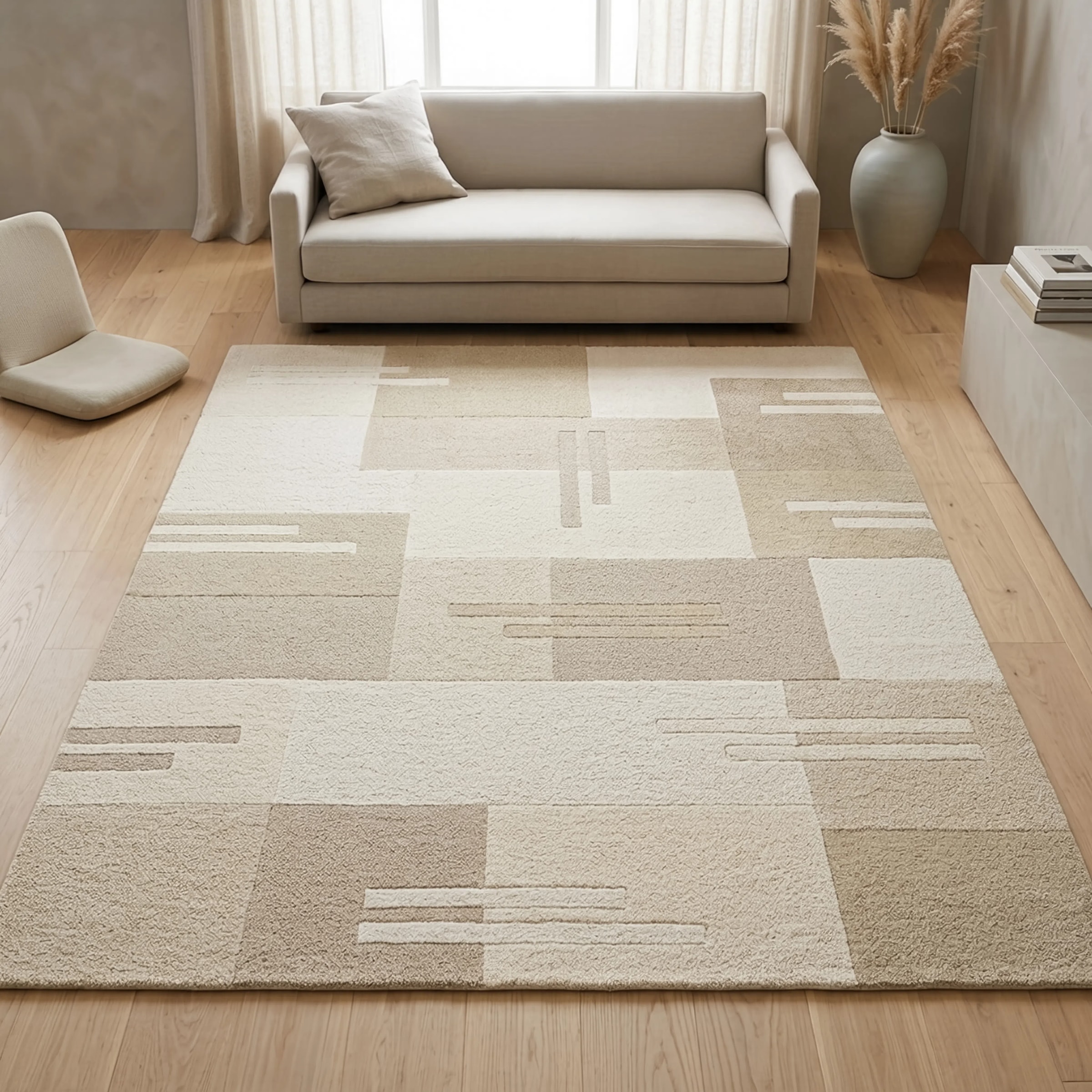 THEKO Wollteppich »Gabbeh Kästchen, Patchwork Design, reine Wolle« rechteckig 14 mm Höhe Naturtöne, Wohnzimmer, Schlafzimmer, Esszimmer