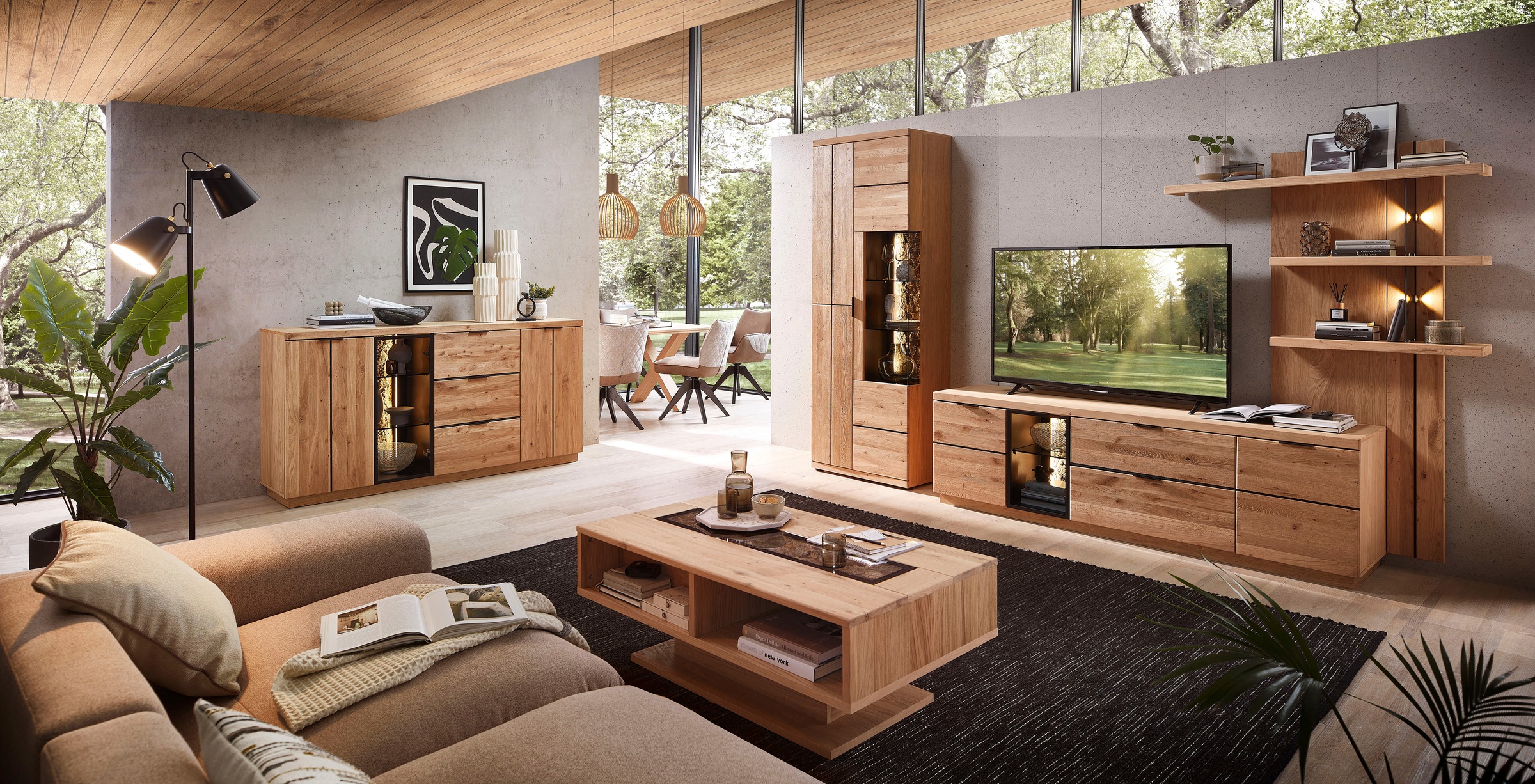 Innostyle Wohnwand »Donna Wohnwand, 310x207x50 (BxHxT) Echtkork Absetzung« 3 Stk. tlg.