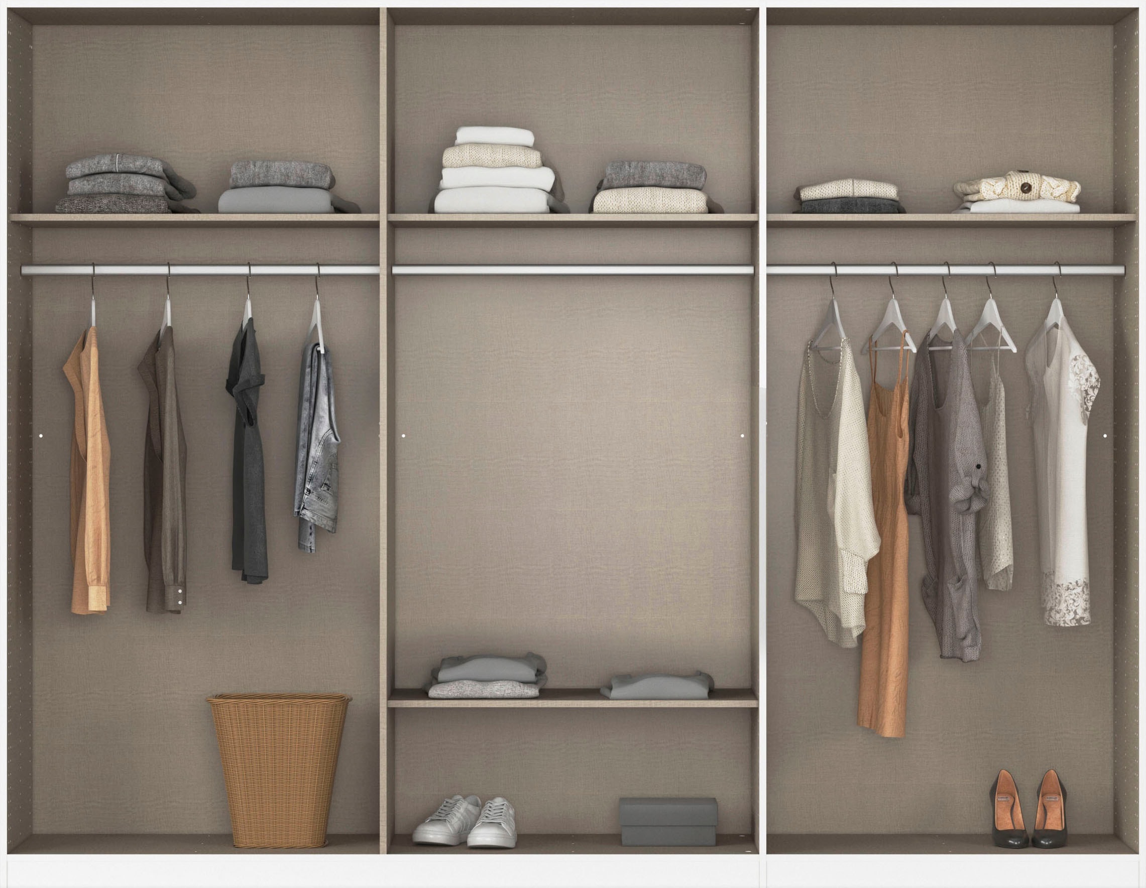 rauch Kleiderschrank »Drehtürenschrank Schrank Garderobe BURANO«, mit Schubladen und Spiegelumrandung in Farbabsetzung MADE IN GERMANY