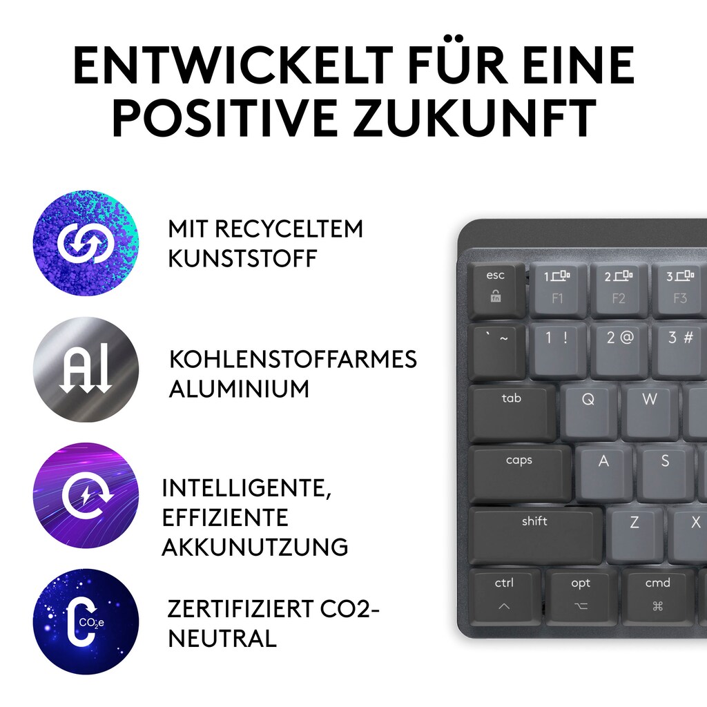 Logitech Wireless-Tastatur »MX Mechanical Mini for Mac Minimalist«, (USB-Anschluss-Fn-Tasten-Easy-Switch)