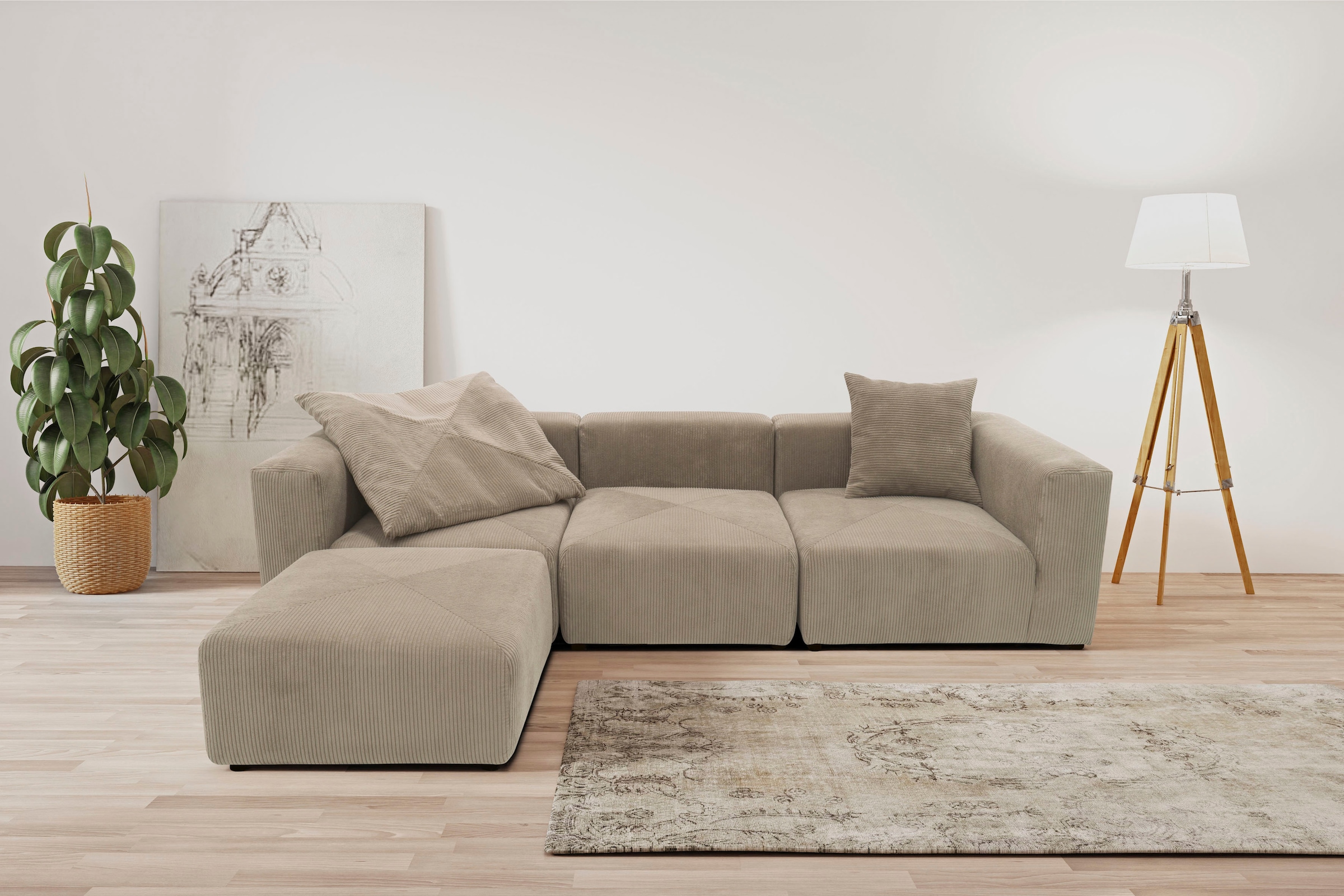 Home affaire Ecksofa "Gerrid L-Form" Cord-Bezug, Modulsofa, bestehend aus E günstig online kaufen