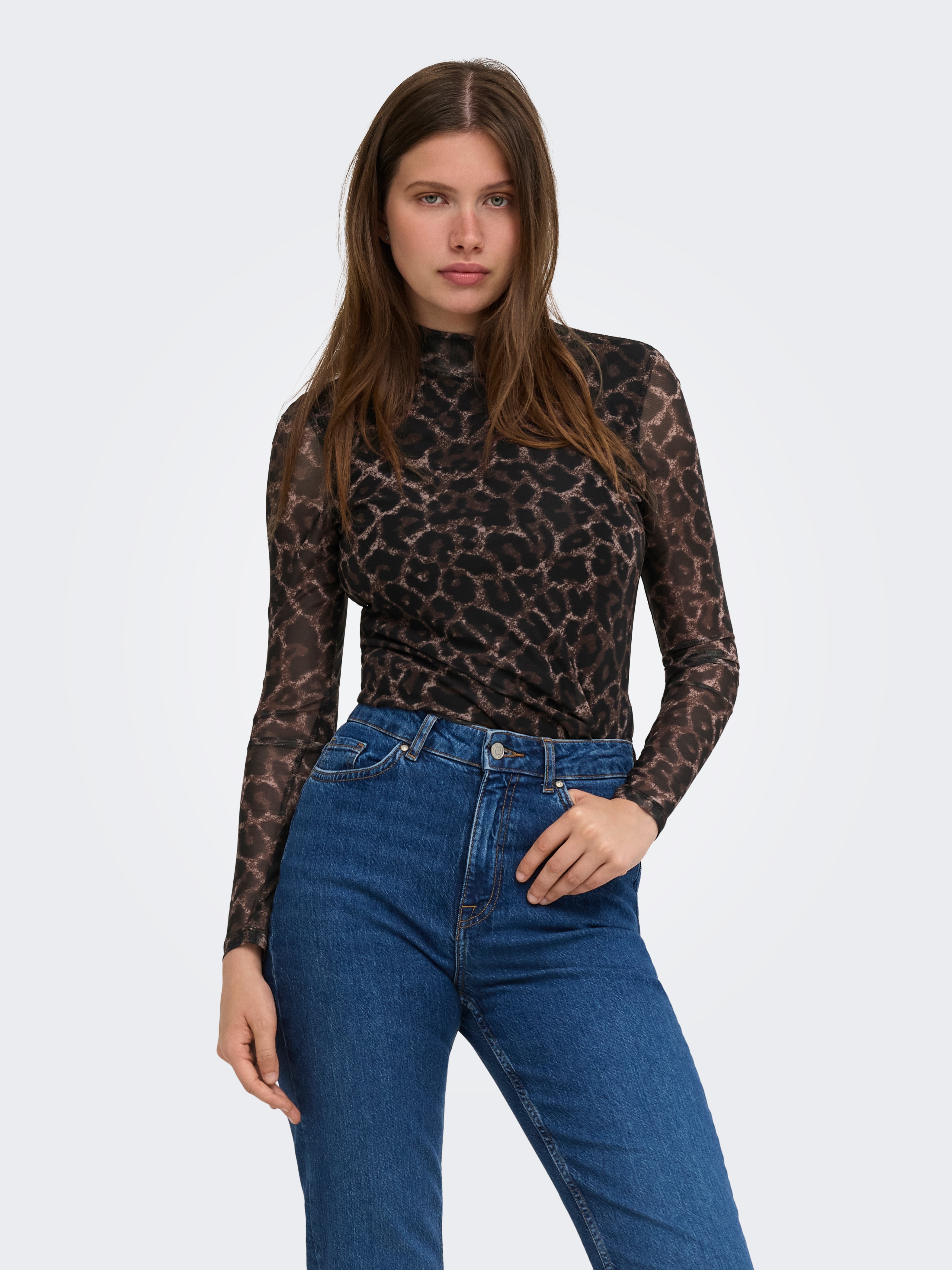 ONLY Langarmshirt "ONLERICA LIFE MESH L/S TOP JRS NOOS" Kunstfaser mit Stretch, regular fit