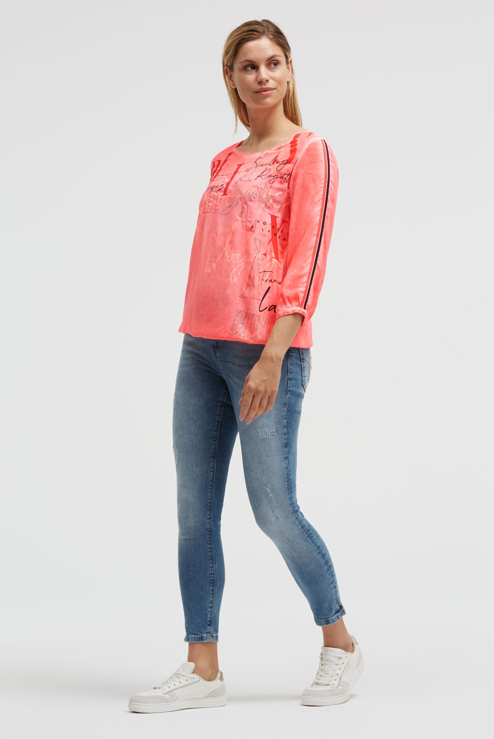 SOCCX Schlupfbluse mit Gummizug im Saum