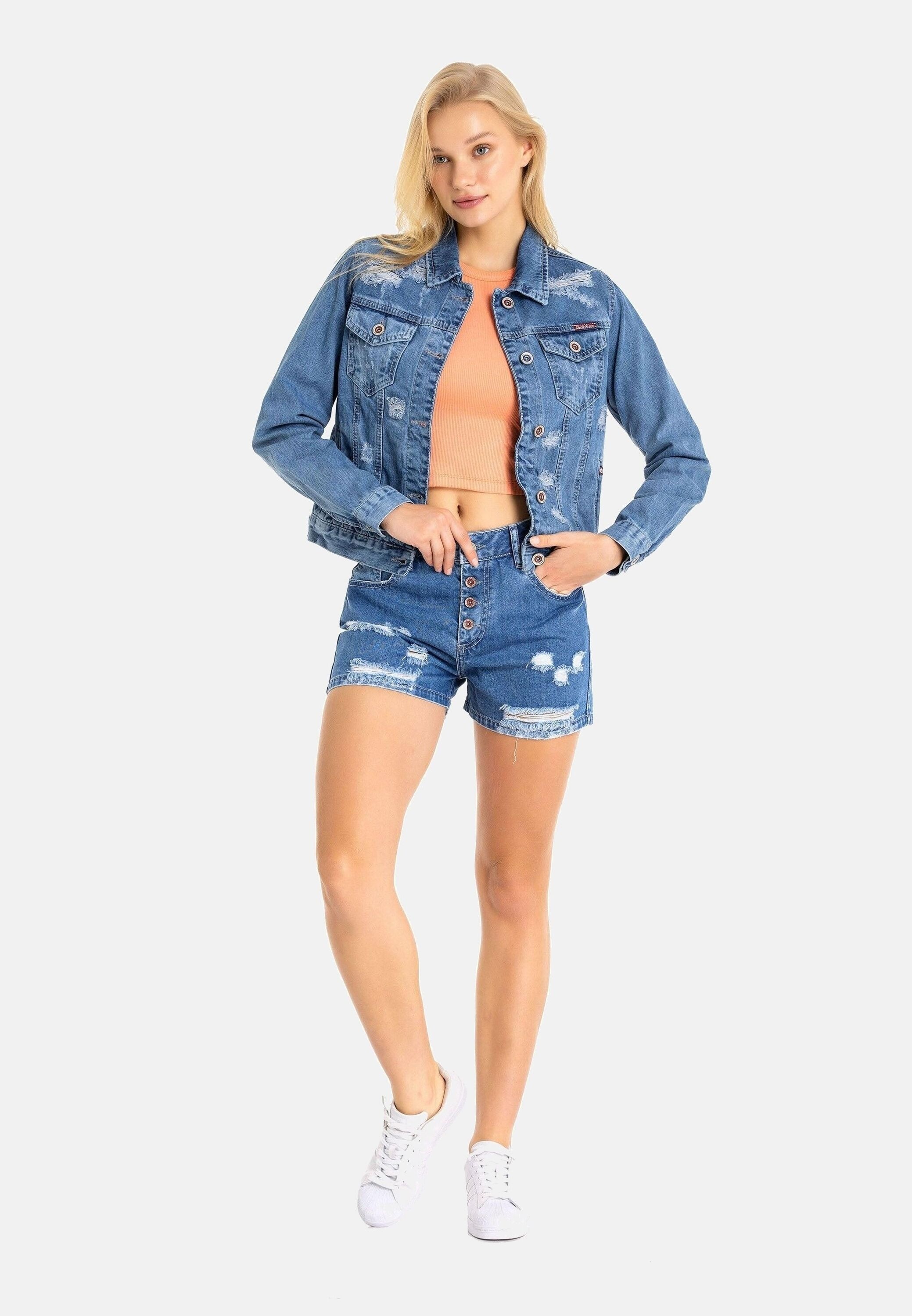 Cipo & Baxx Jeansjacke »Jeansjacke«, ohne Kapuze, Mit praktischen Brusttaschen, WJ212