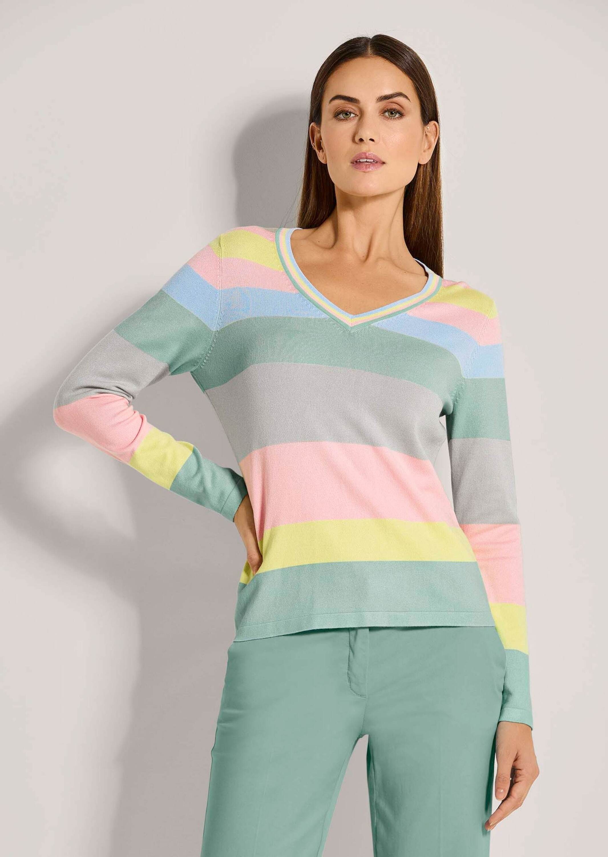 MADELEINE Longpullover "Pullover V-Pullover mit langen Ärmeln" günstig online kaufen