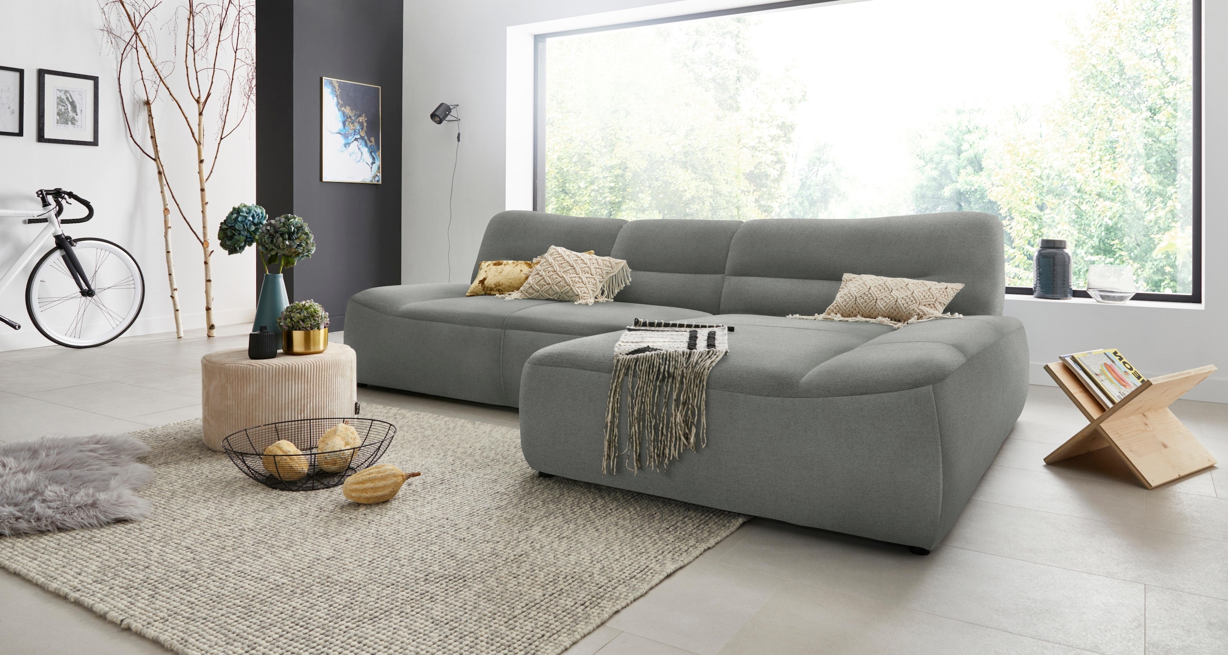 DOMO collection Ecksofa »Cesena moderne Polsterecke mit flachen Armlehnen, L-Form« fester Sitzkomfort, frei im Raum stellbar