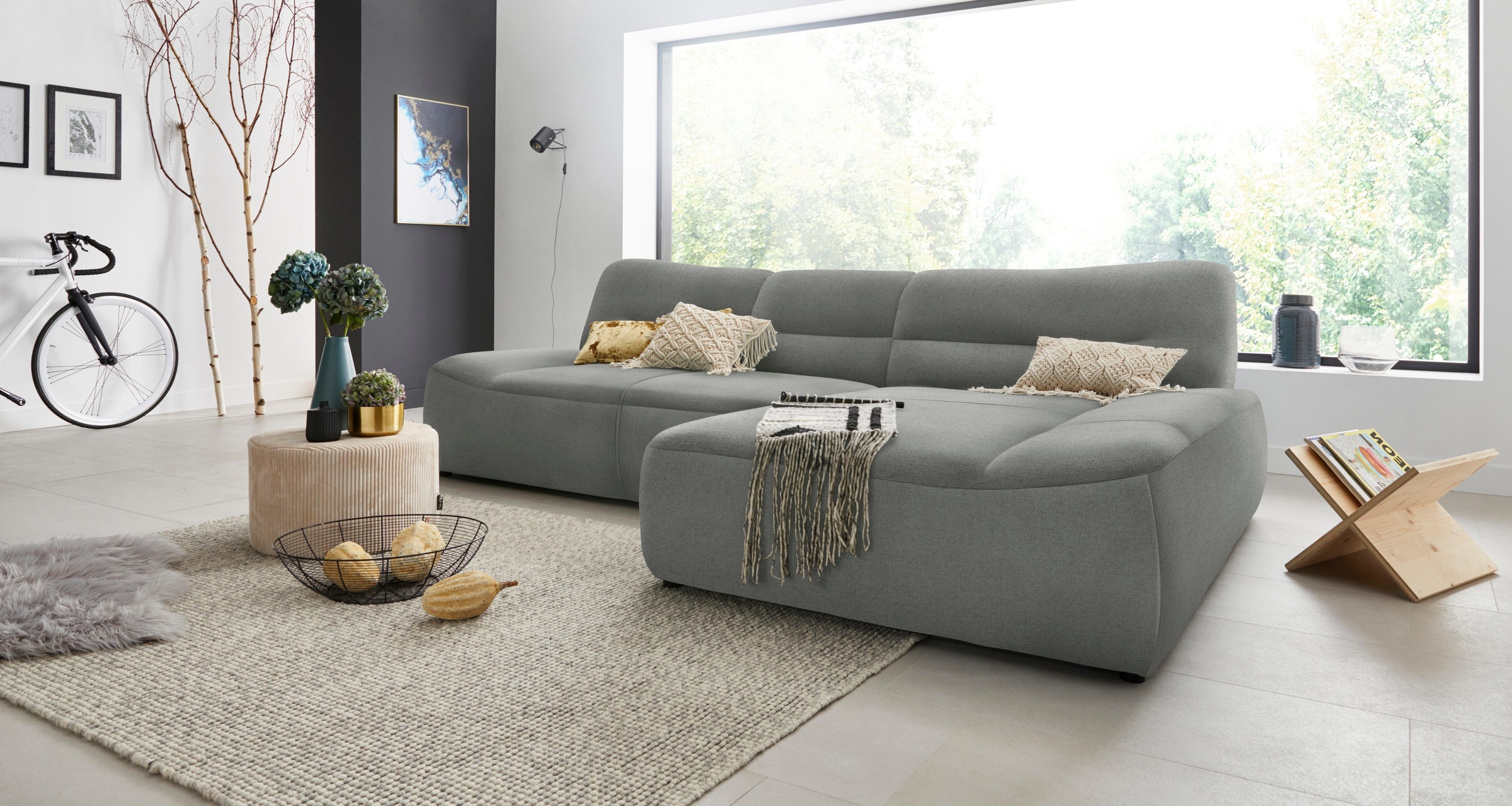 Thumbnail - DOMO collection Ecksofa "Cesena moderne Polsterecke mit flachen Armlehnen, L-Form", fester Sitzkomfort, frei im Raum ste...
