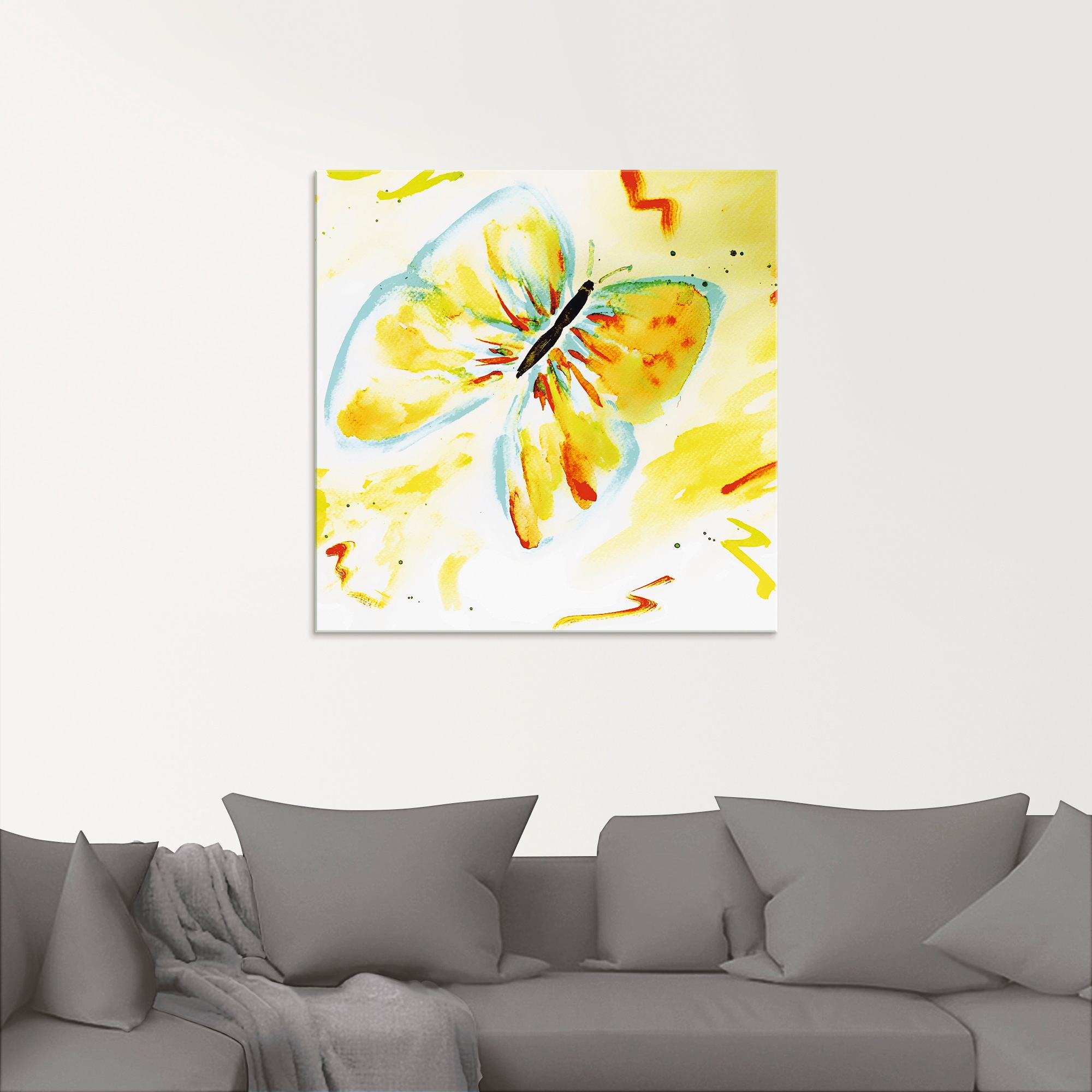 Artland Glasbild »Schmetterling Gelb«, Insekten, (1 St.), in verschiedenen Größen