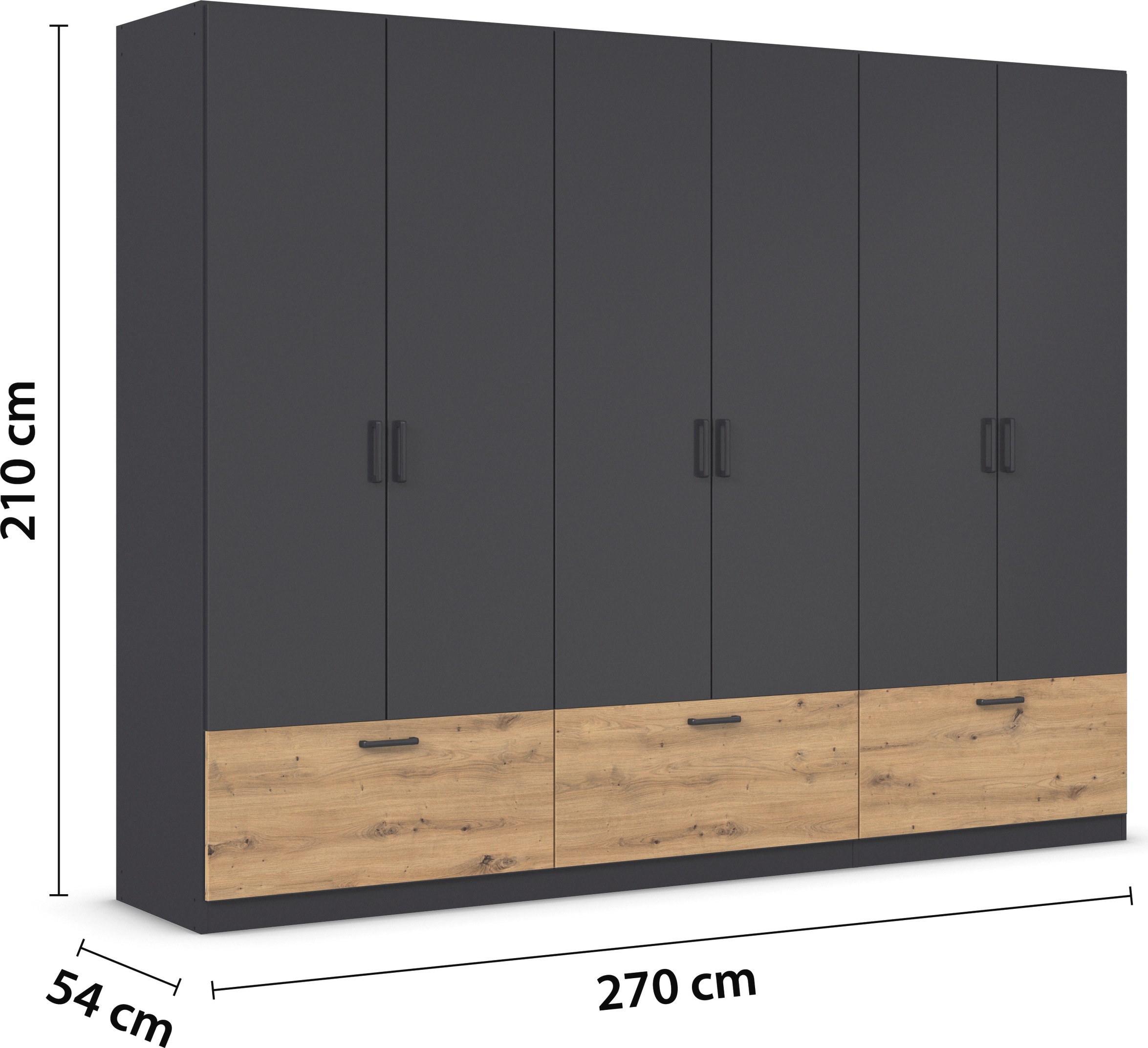 rauch Drehtürenschrank »Kleiderschrank Schrank Garderobe Wäscheschrank BARI«, mit Schubkästen und modernem Griff in Graumetallic MADE IN GERMANY