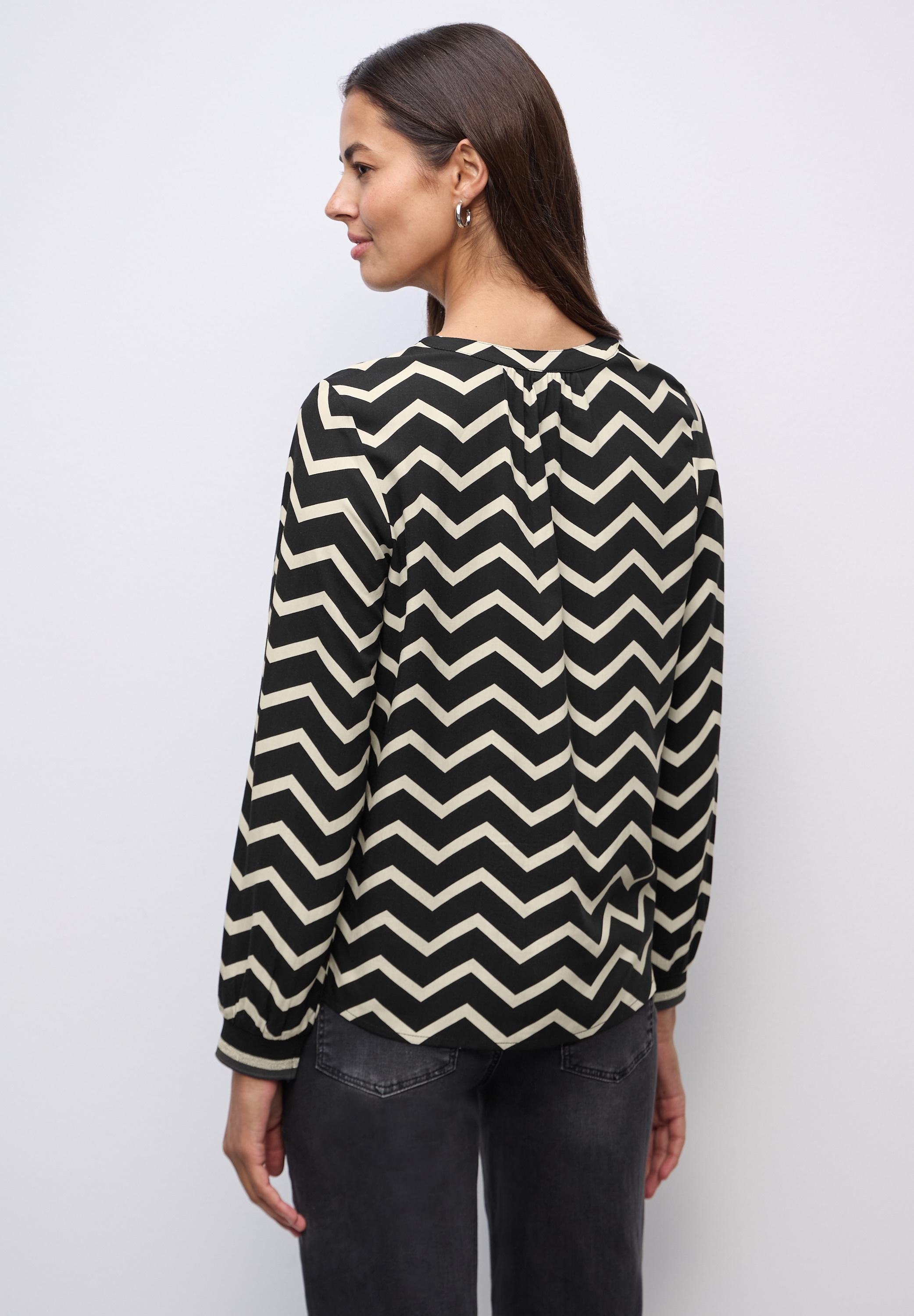STREET ONE Langarmbluse mit Zick Zack Muster