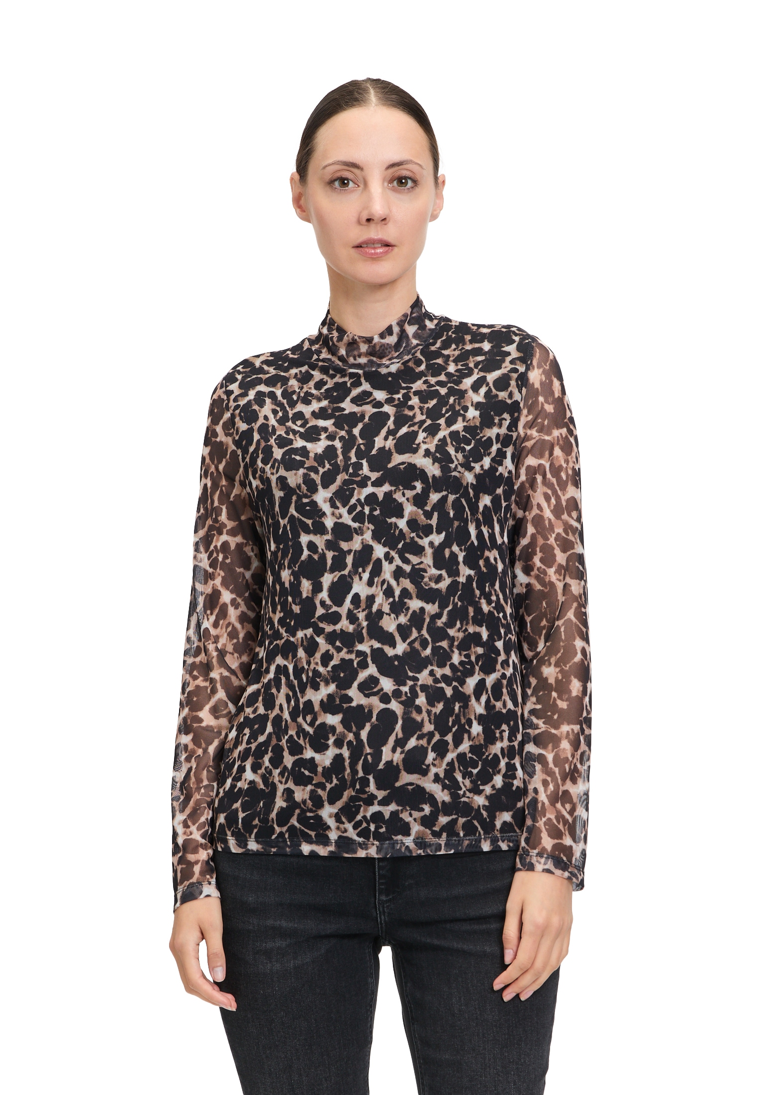 Kurzarmshirt »Betty & Co Leicht transparentes Shirt mit Stehkragen«, Druck