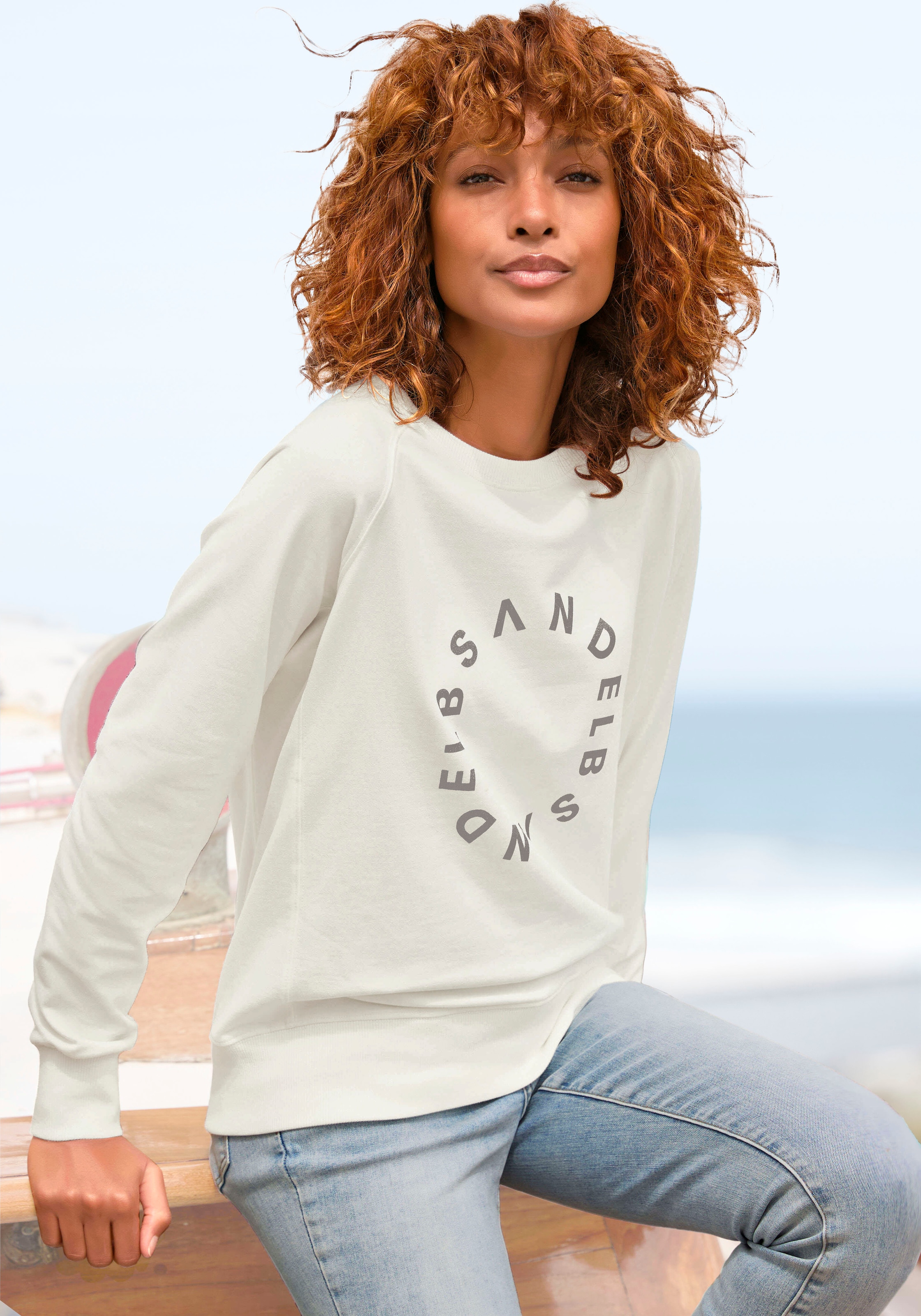 Elbsand Sweatshirt, mit Frontprint, Rundhalsausschnitt, Printpullover, casual-sportlich