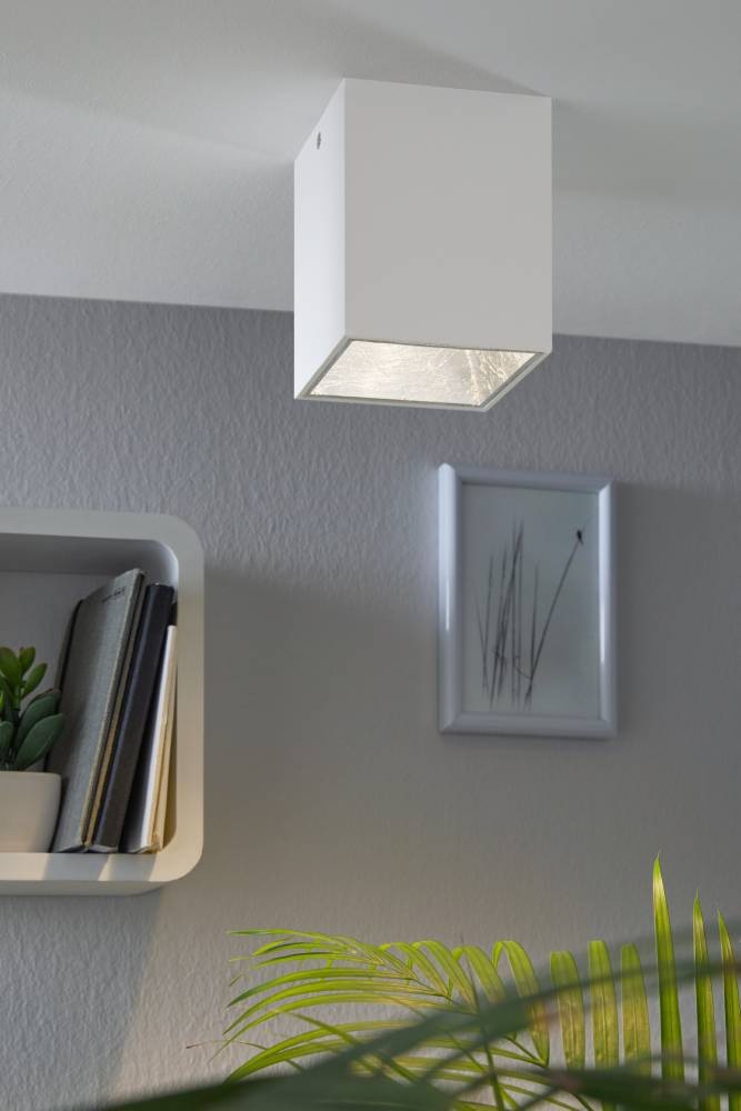 EGLO Deckenleuchte »POLASSO«, 1 flammig, Leuchtmittel LED-Modul | LED wechselbar, Deckenlampe, Aluminium, Kunststoff, Farbe: Weiß, silber, L: 10x10 cm