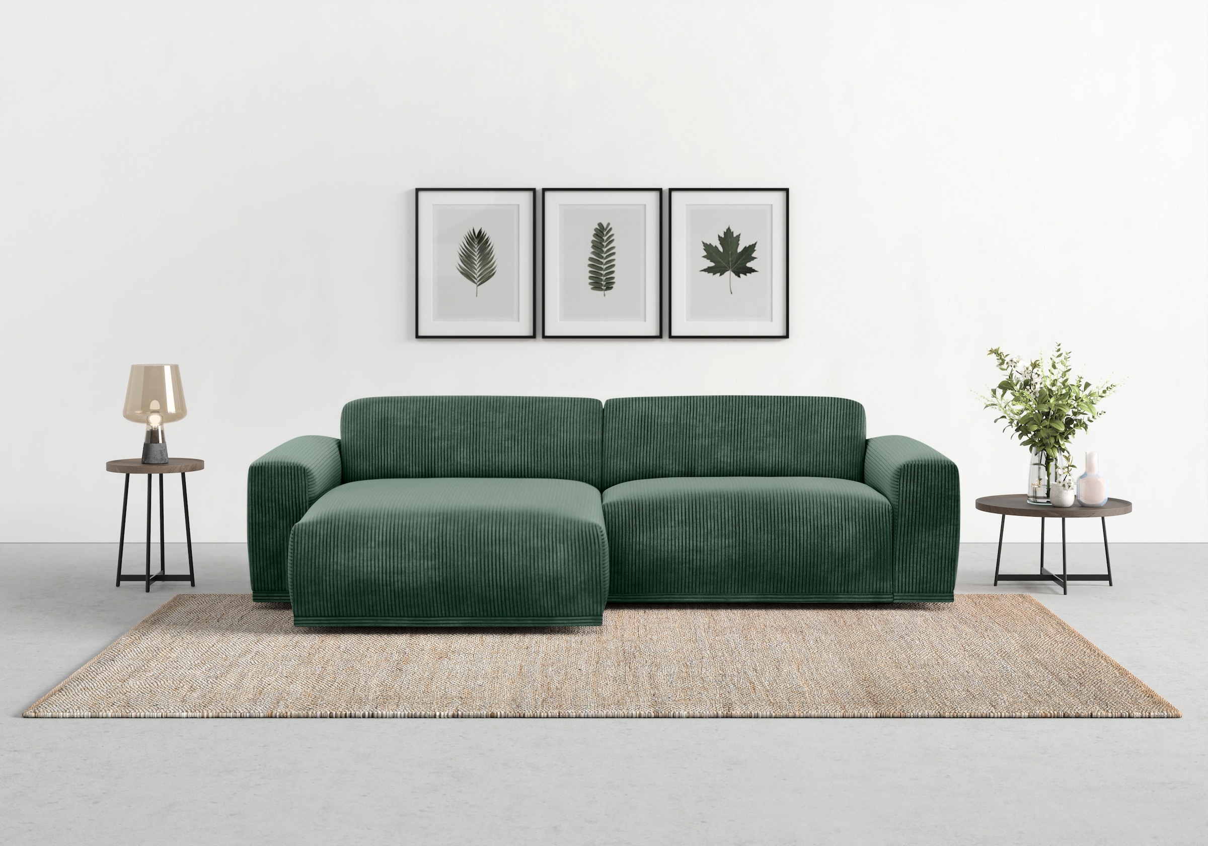 TRENDMANUFAKTUR Ecksofa "Braga, mit hochwertigem Kaltschaum, L-Form, Japandi-Design" modernes Sofa, Couch mit hohem Sitzkomfort, 255/72/160 cm (B/H/T)
