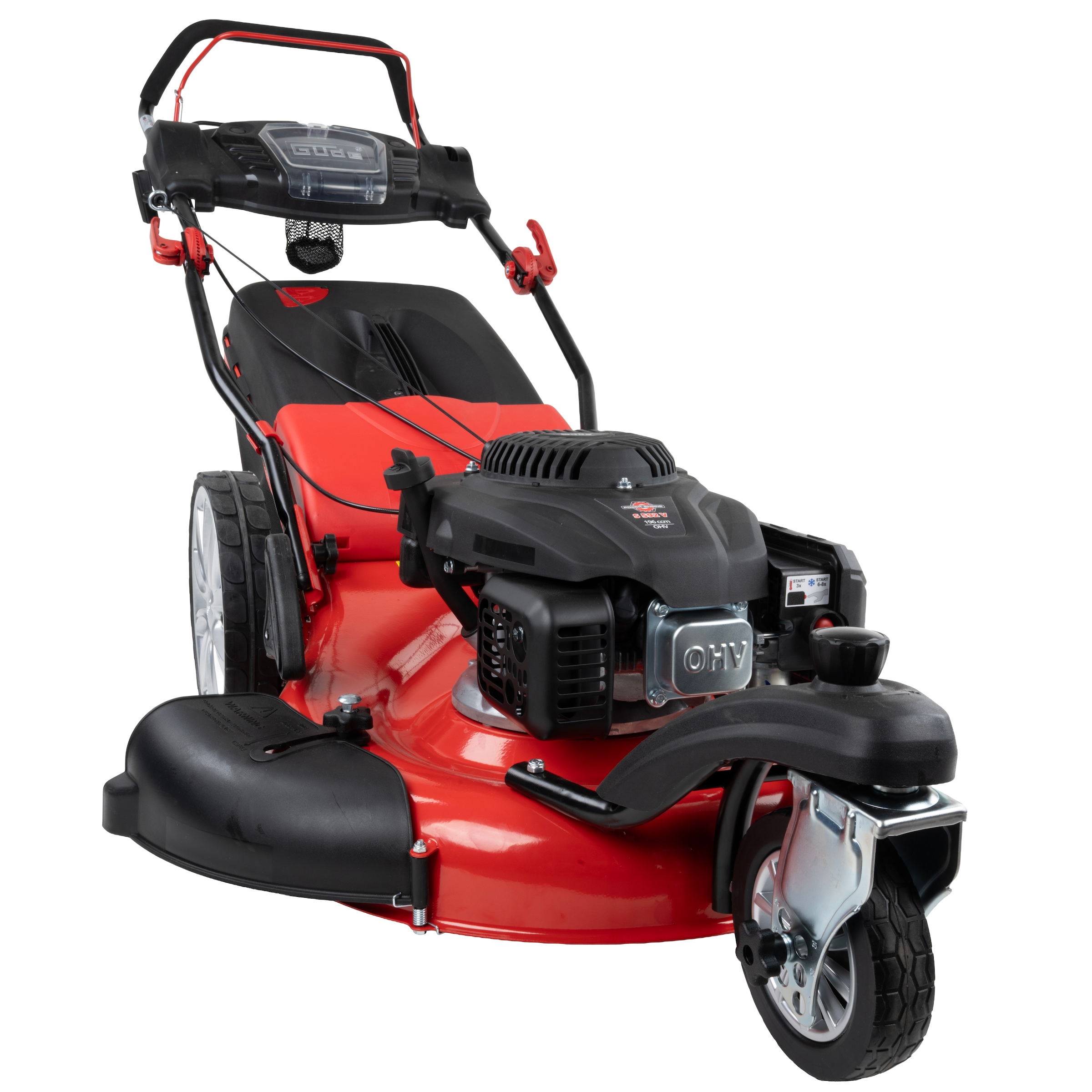 Benzinrasenmäher GÜDE, B:55cm H:105cm T:190cmrot, schwarz, Rasenmäher, "BIG WHEELER 554.2 R TRIKE"