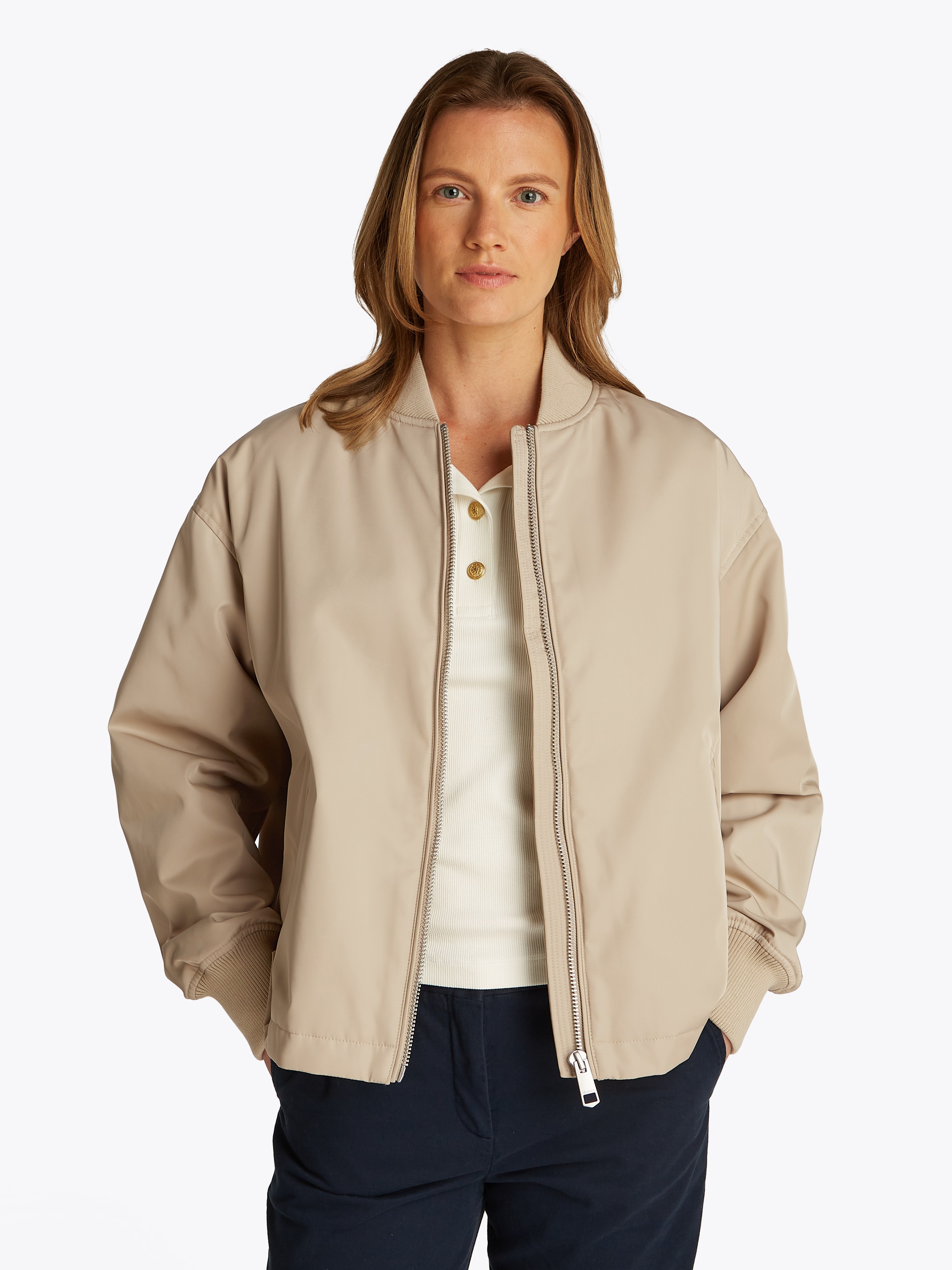 Tommy Hilfiger Bomberjacke "CASUAL NYLON BOMBER JACKET", mit Markenlabel, in Unifarbe