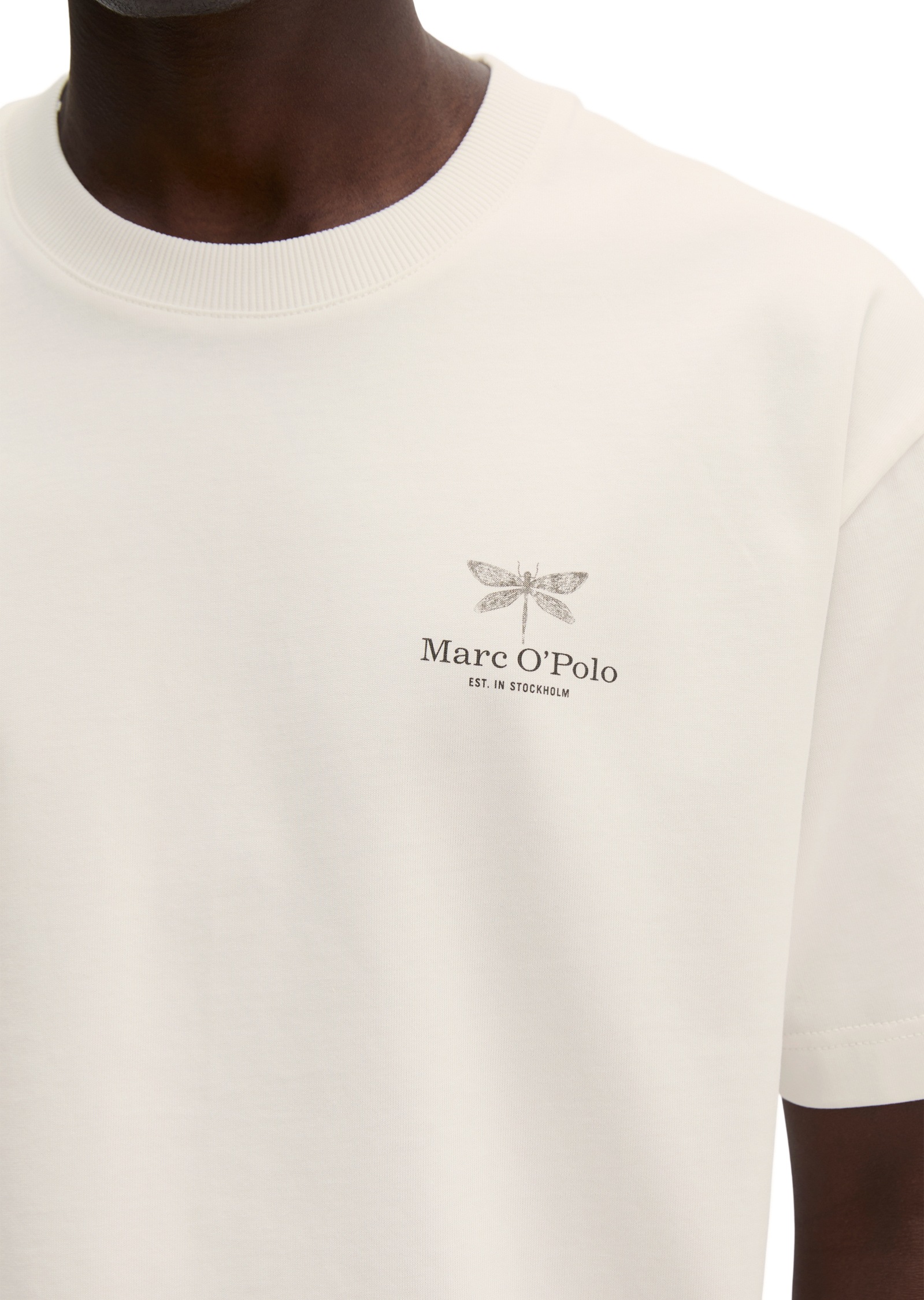 T-Shirt MARC O'POLO "mit Rückenprint", Damen, Gr. XL, silky weiß, Obermaterial: 100% Baumwolle, unifarben, Basic, loose fit, Rundhals, Shirts T-Shirt 3