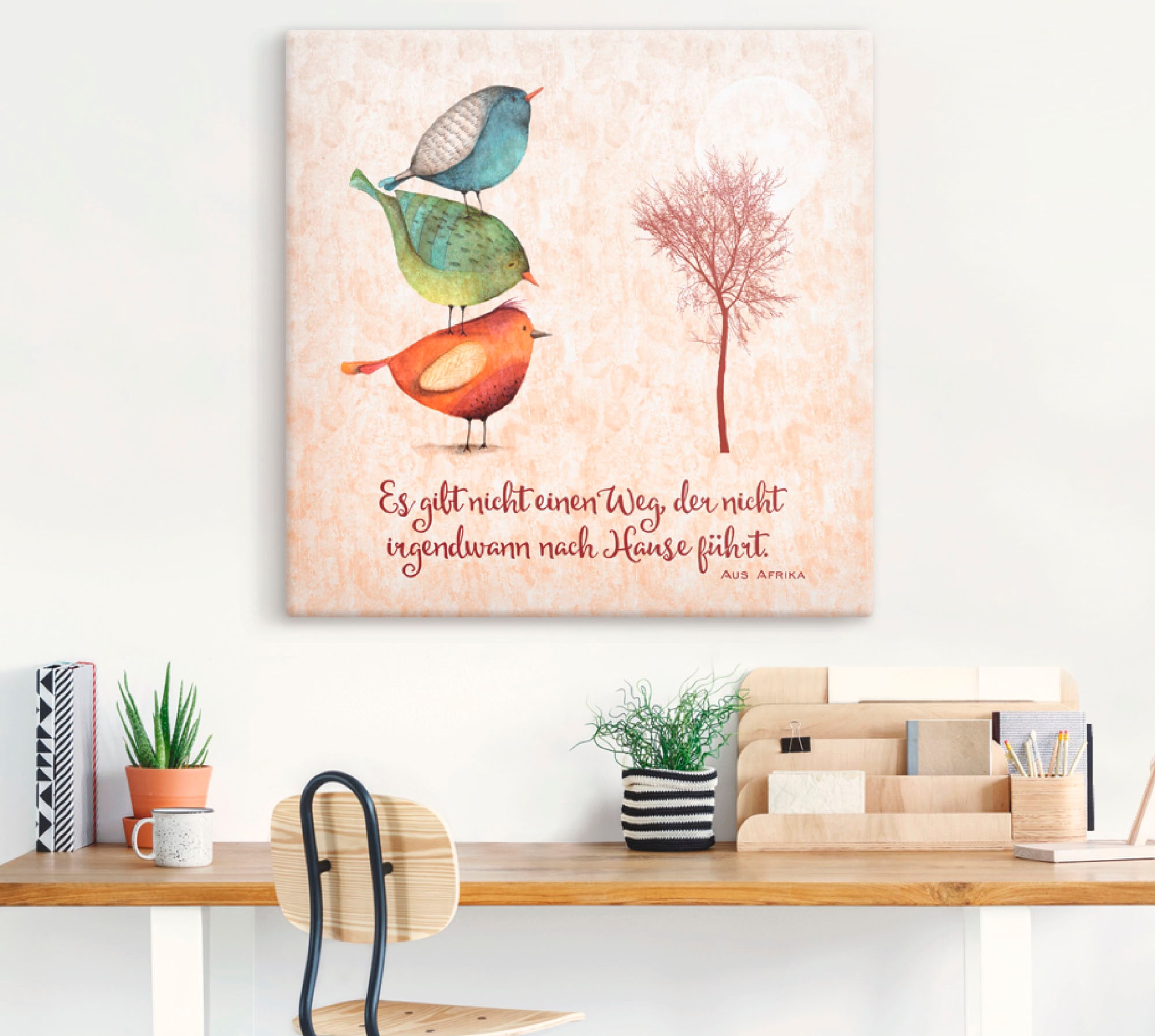 Artland Wandbild »Lebensweisheit Zu Hause«, Tiere, (1 St.), als Leinwandbild, Poster, Wandaufkleber in verschied. Größen
