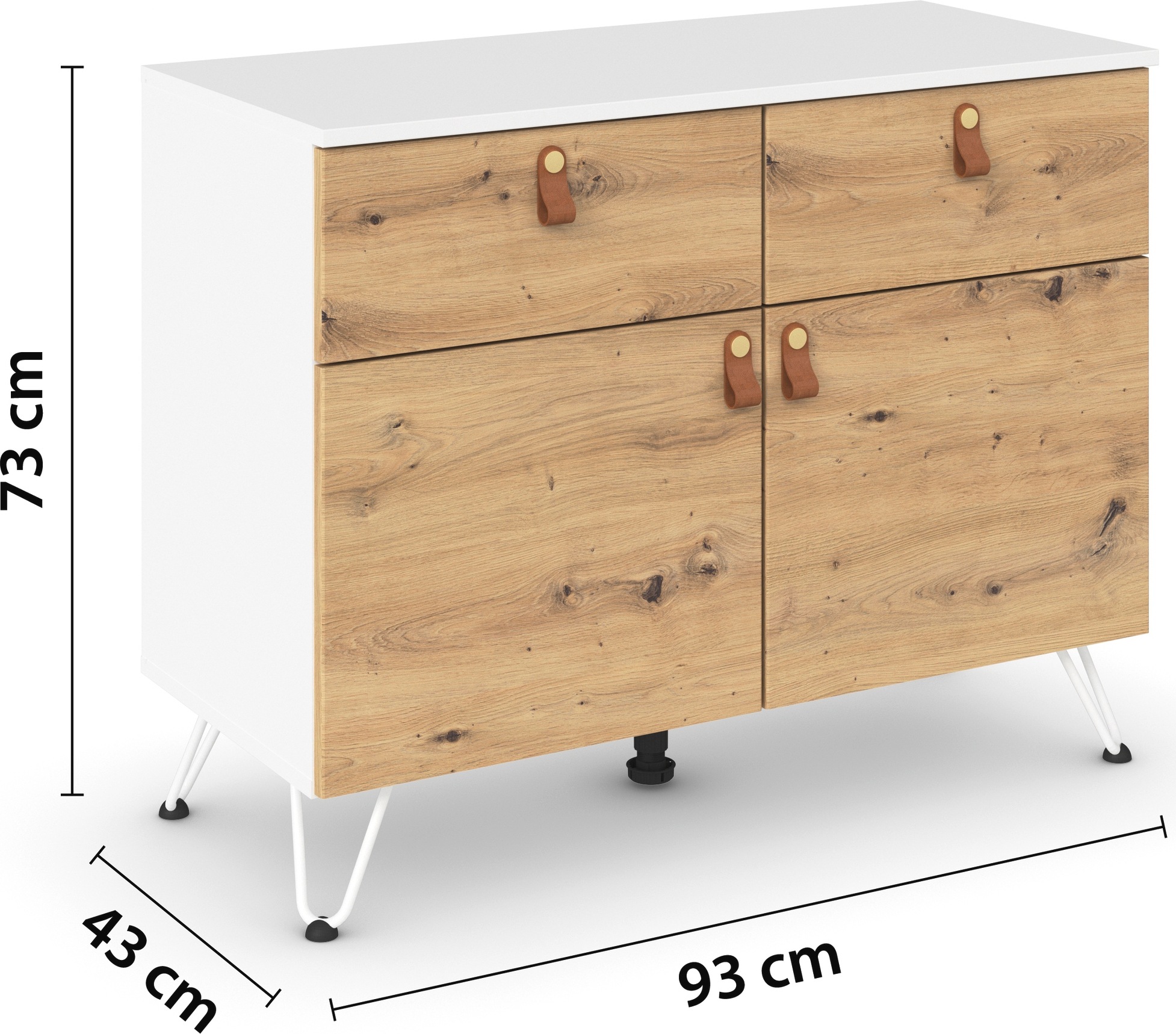 rauch Kombikommode »Homey by Aditio«, mit Grifflaschen in Leder, 2 Schubladen mit Softclose-Funktion