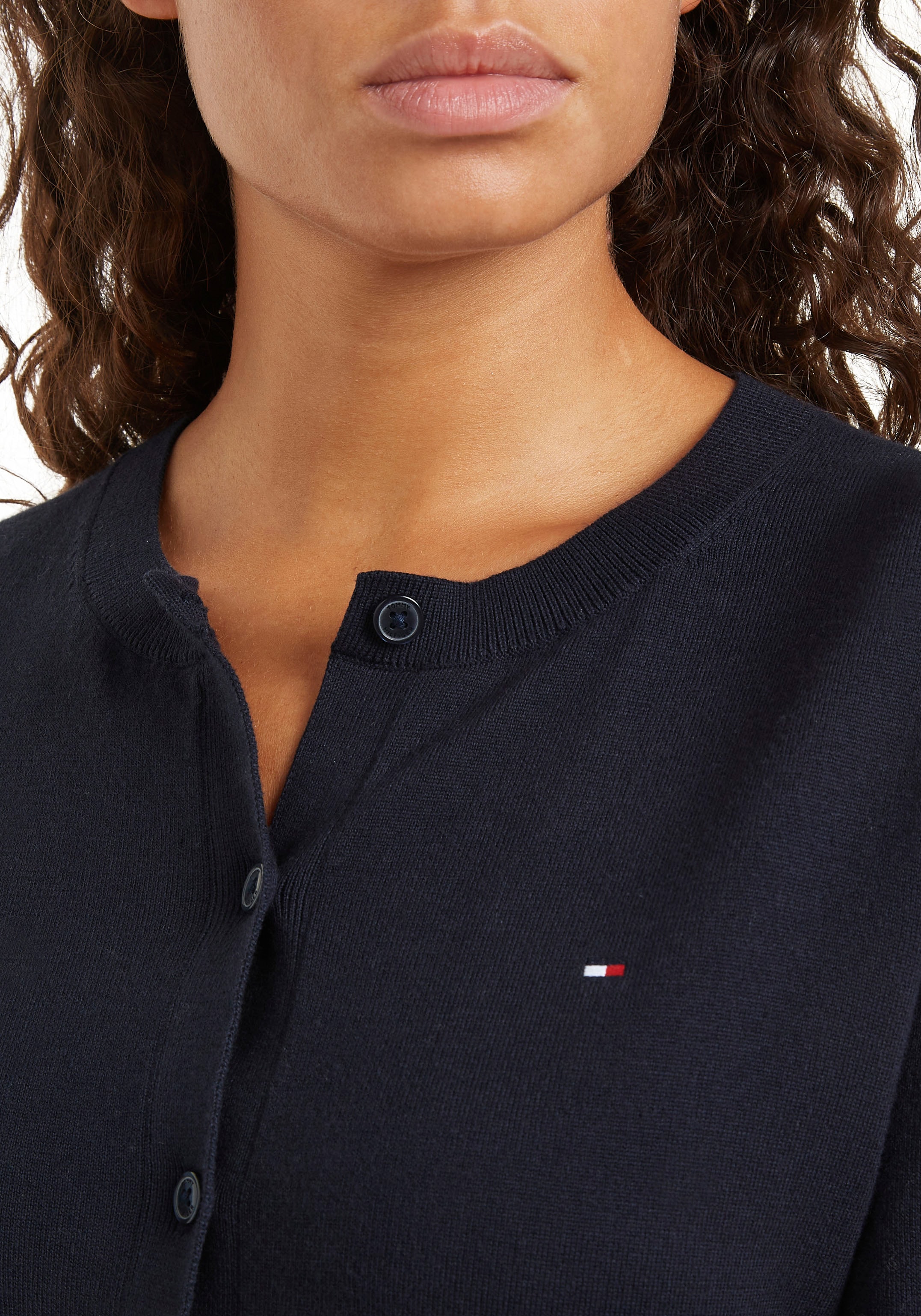 Tommy Hilfiger Strickjacke »CO JERSEY STITCH CARDIGAN«, mit Tommy Hilfiger Flagge