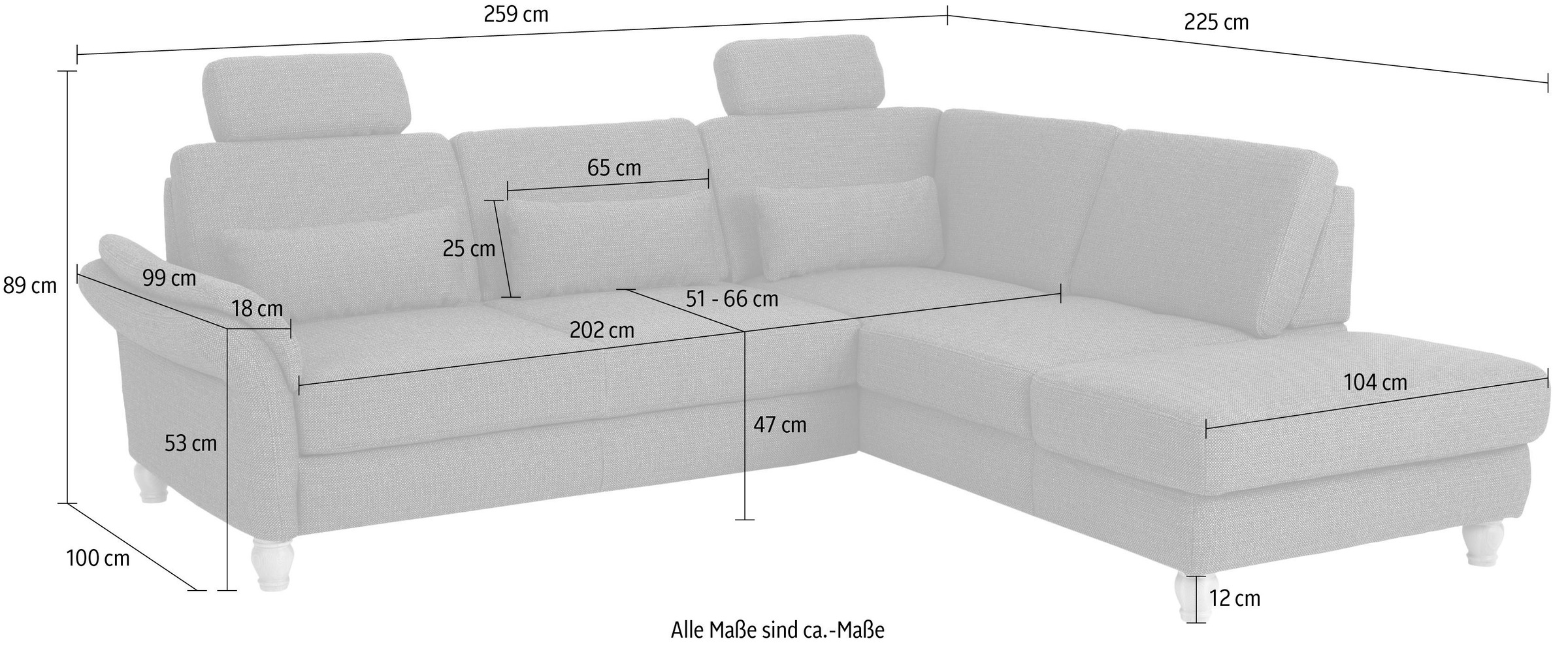 Home affaire Ecksofa »Palace L-Form«, incl. Sitztiefenverstellung, wahlweise mit Bettfunktion und Stauraum