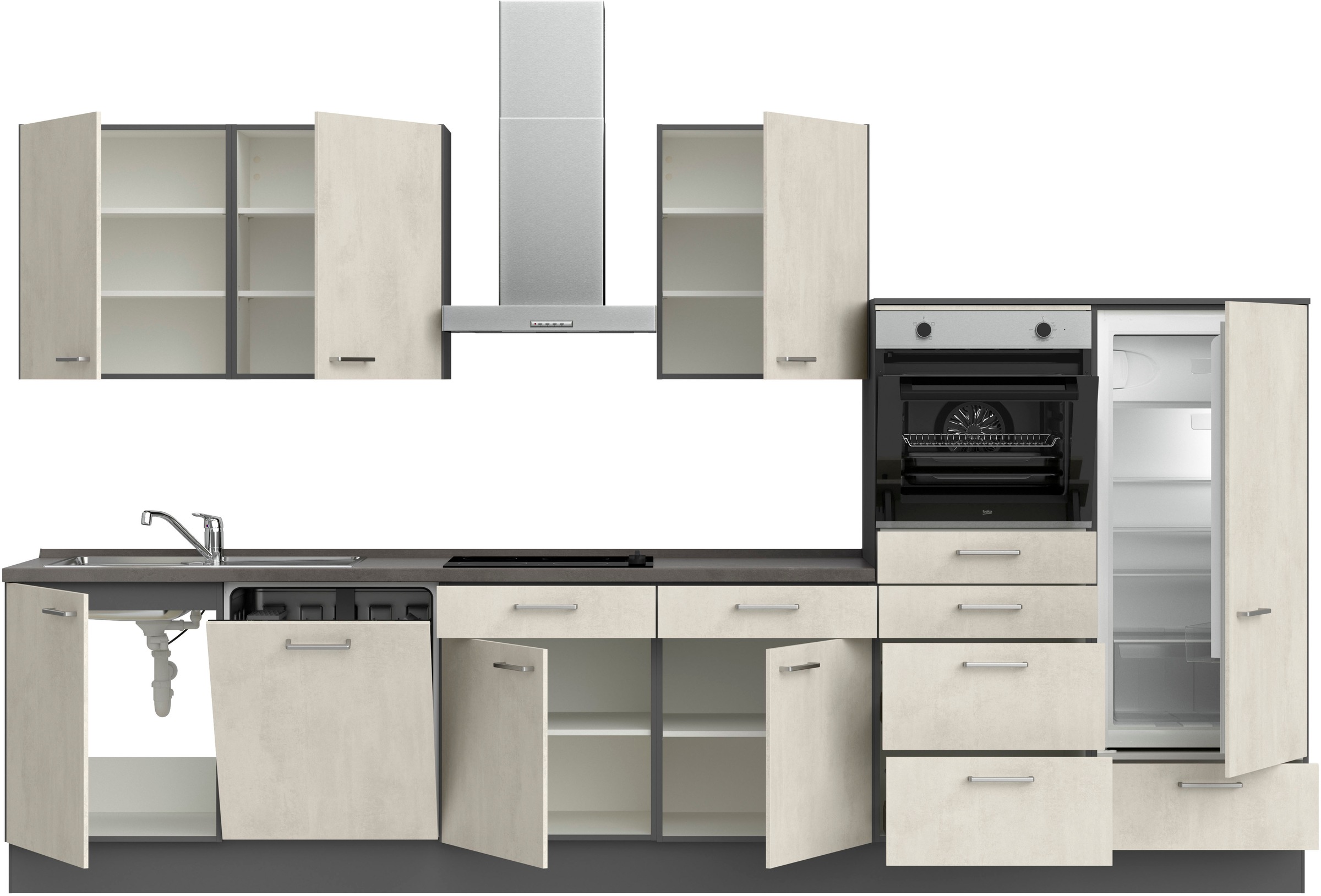 nobilia® Küchenzeile »"Riva I"«, vormontiert, Ausrichtung wählbar, Breite 360 cm, wahlw. mit E-Geräten