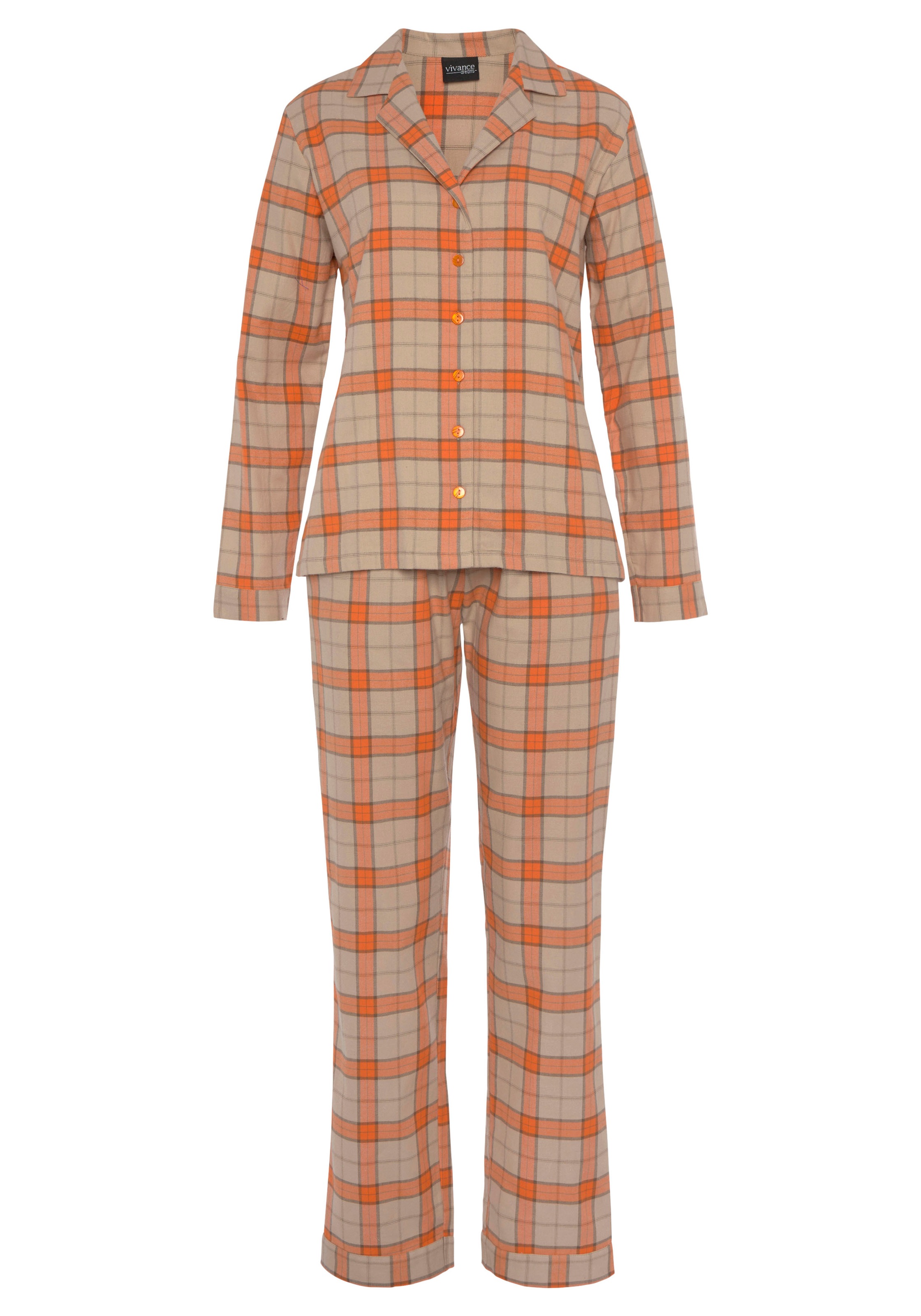 Vivance Dreams Pyjama, (2 tlg.), aus kuschelig weichem Flanell