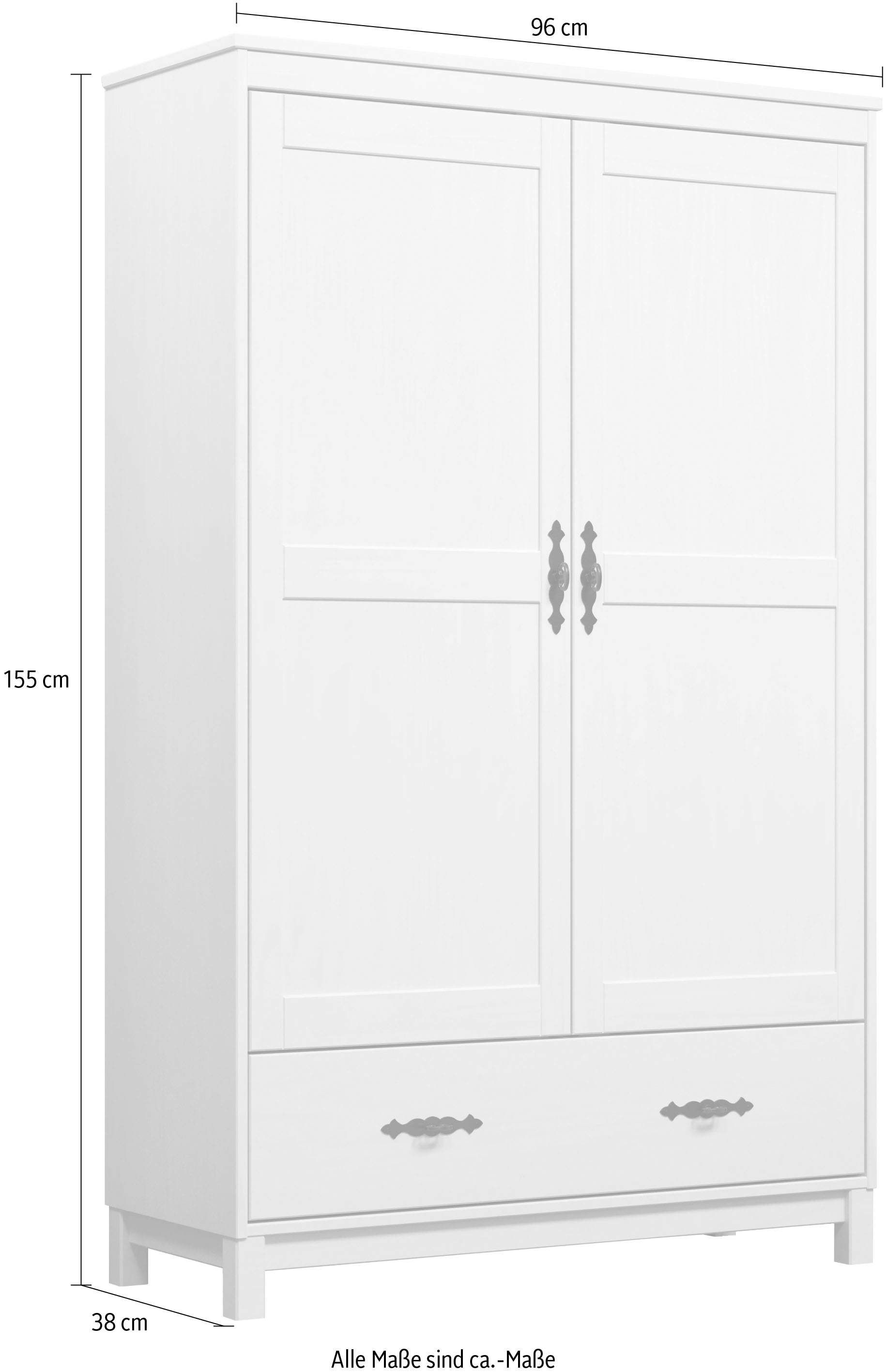Home affaire Kleiderschrank »Sandnes«, (1 St.), Drehtürenschrank aus Massivholz mit besonderen Metallgriffen