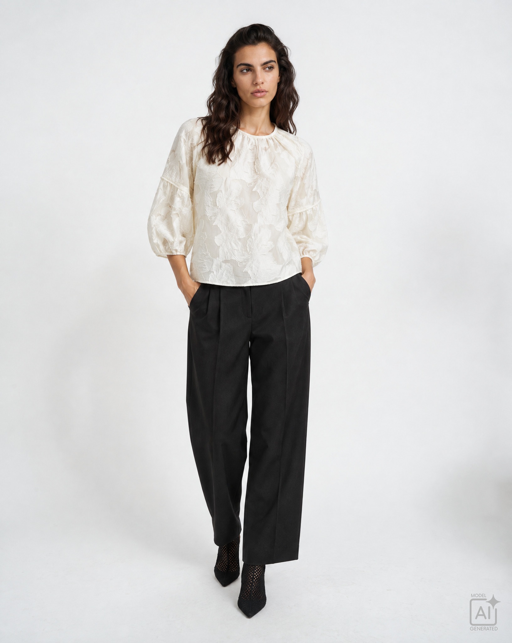 Milano Italy Kurzarmbluse mit Ballonärmeln