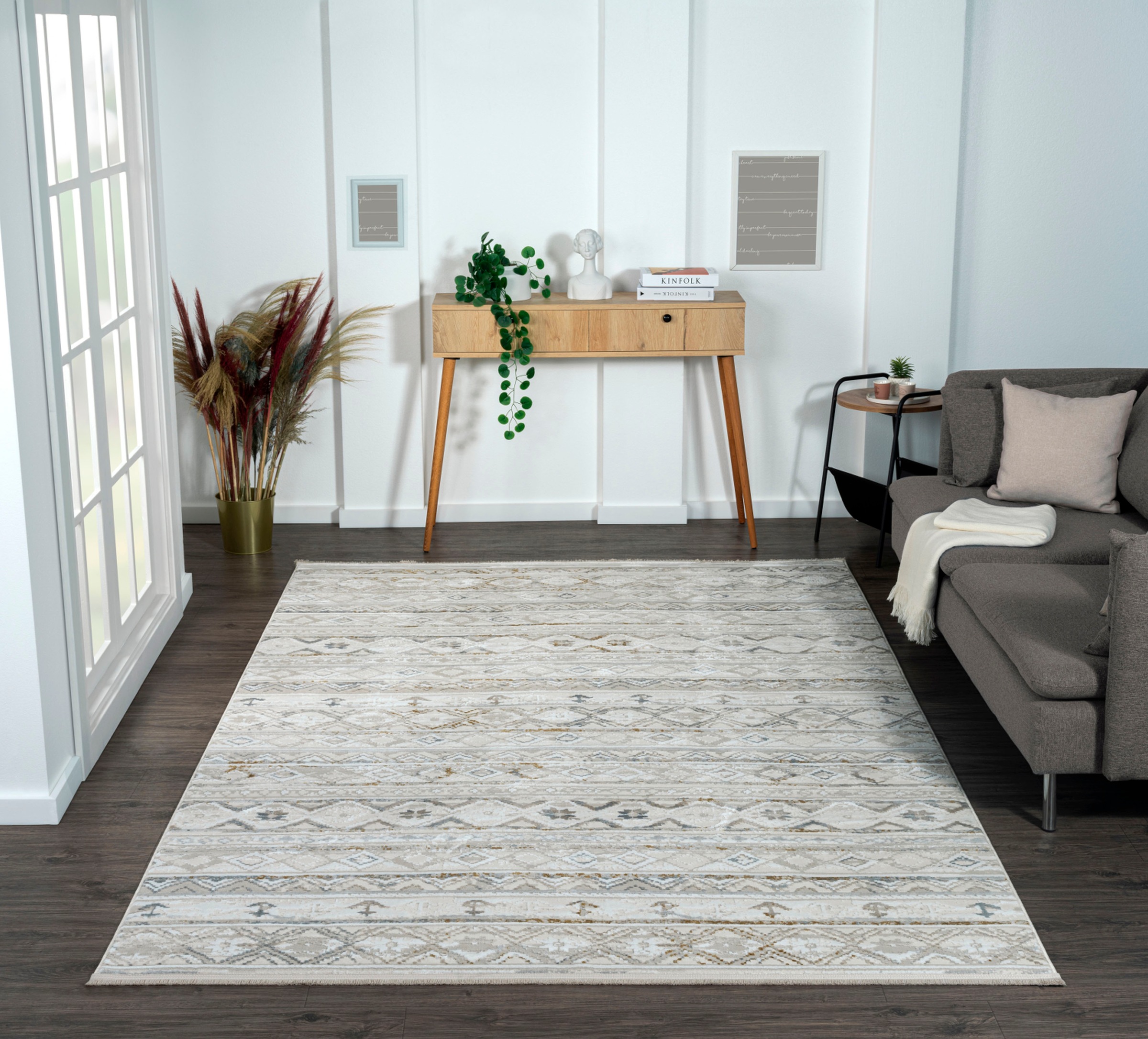 Myflair Möbel & Accessoires Teppich »My Nomady Lagerräumung«, rechteckig, 10 mm Höhe, Kurzflor, Scandi-Design, besonders weich durch Microfaser, mit Fransen