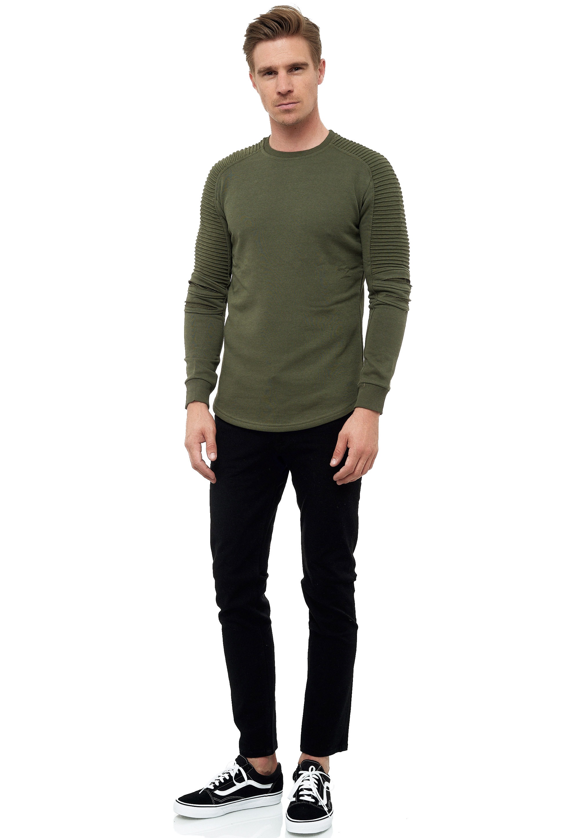 Rusty Neal Sweatshirt, mit geripptem Ärmeldesign