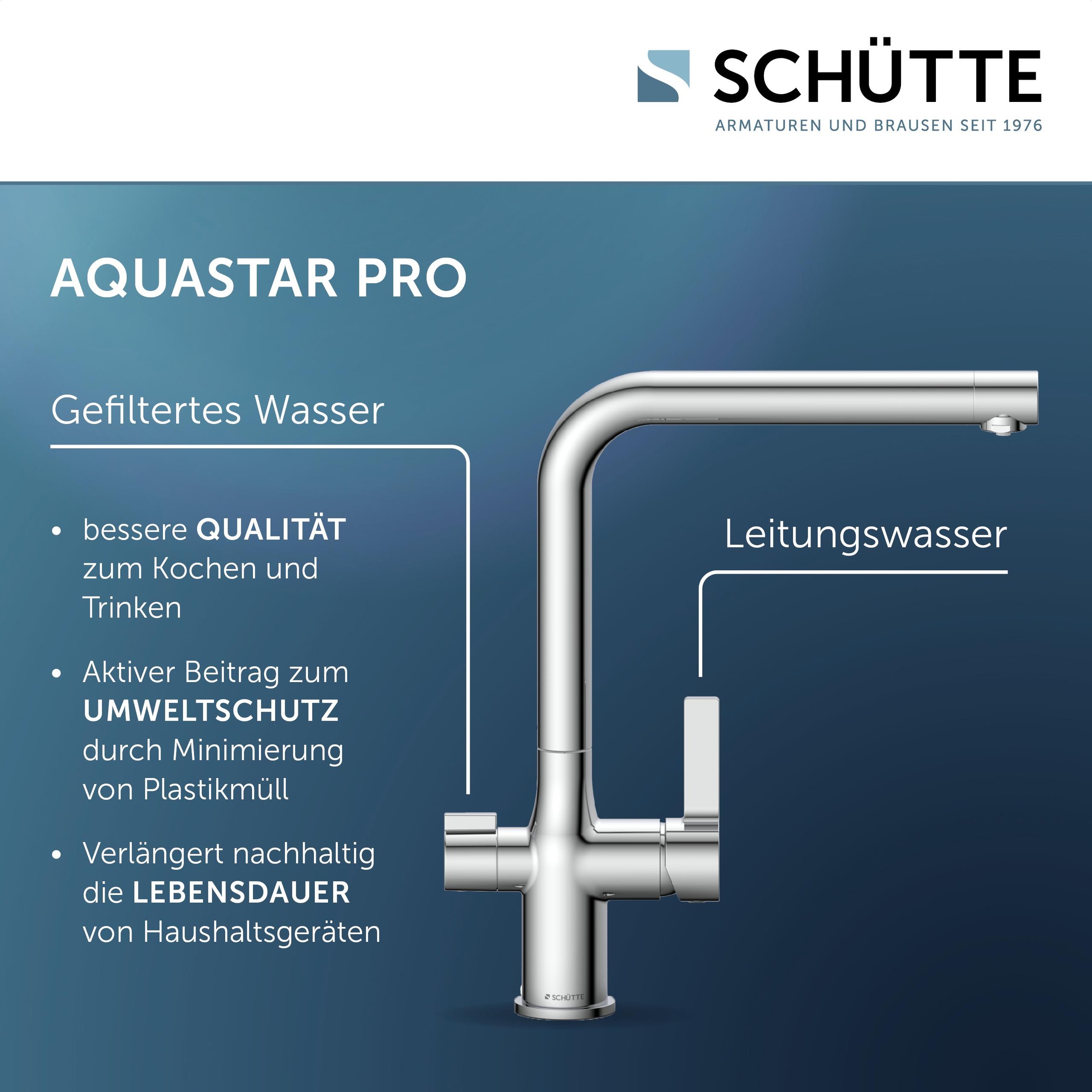 Thumbnail - Schütte Spültischarmatur "AQUASTAR PRO" mit Filtersystem für Trinkwasser, praktische Cold-Start-Funktion