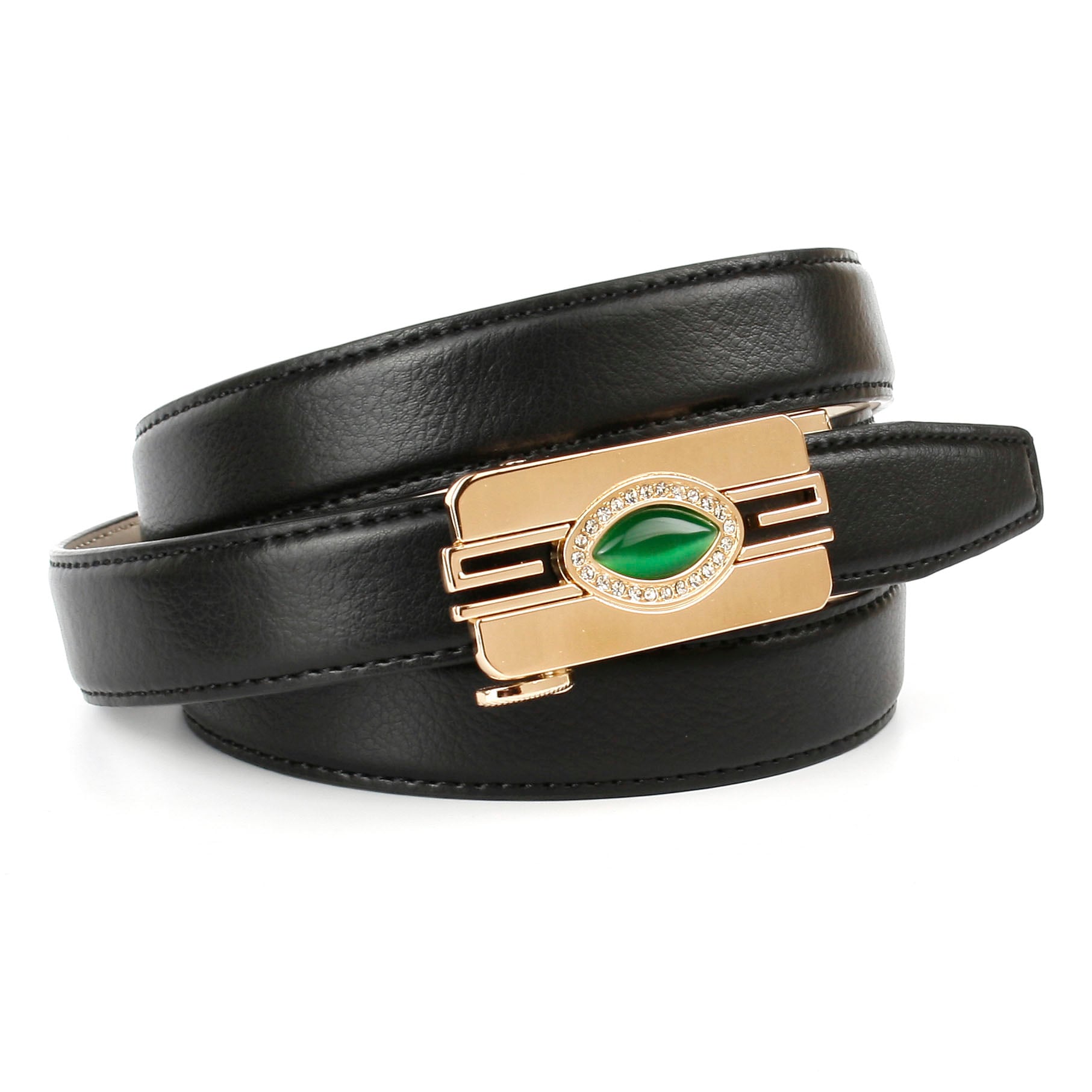 Anthoni Crown Ledergürtel, Schließe mit grünem Schmuckstein kaufen | BAUR