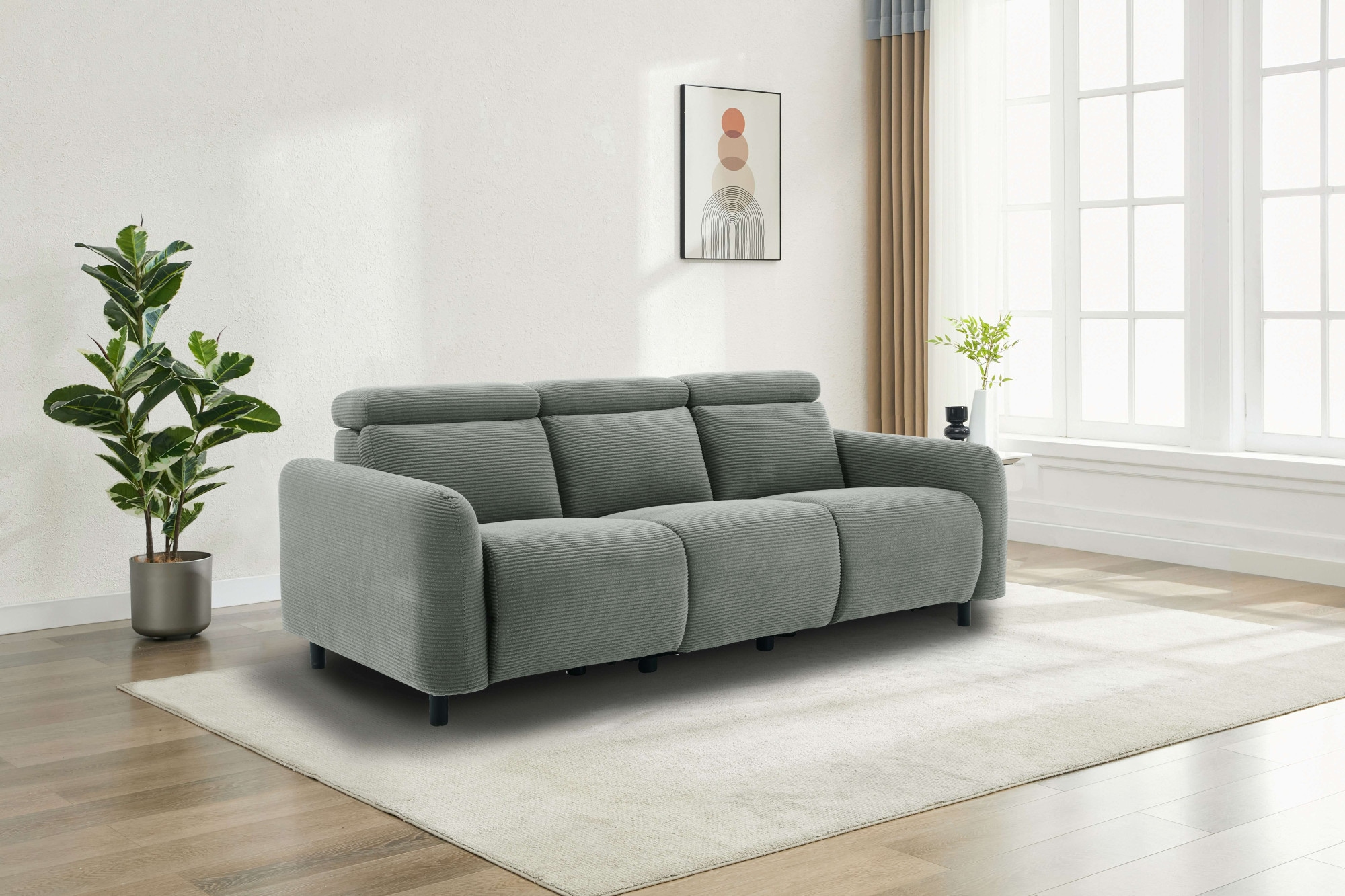 Home affaire 3-Sitzer »SKAANE in Cord, Sofa mit manueller u. elektrischer Relaxfunktion«, Relax-Funktion in 2 Sitzen, Kopfteilverstellung, Federkernpolsterung