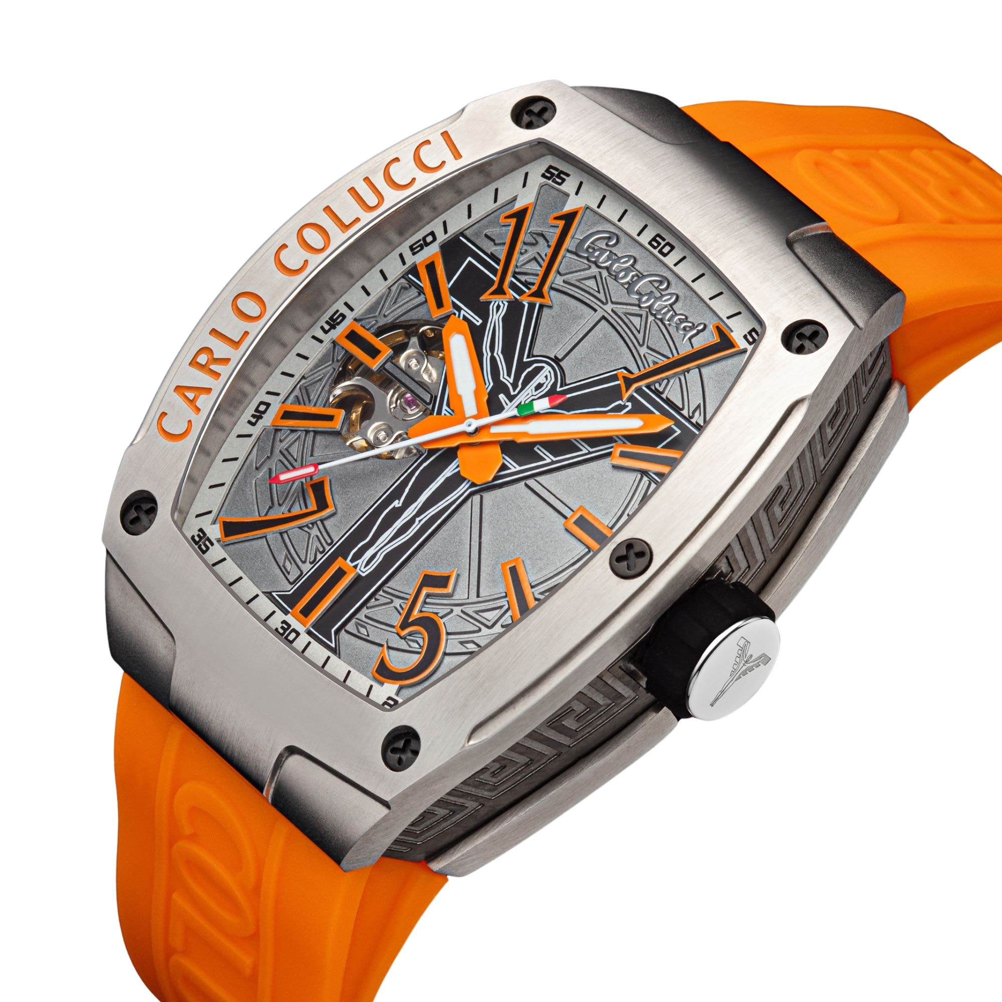 CARLO COLUCCI Automatikuhr Armbanduhr, Herrenuhr, Mechanische Uhr, Silikonarmband, analog